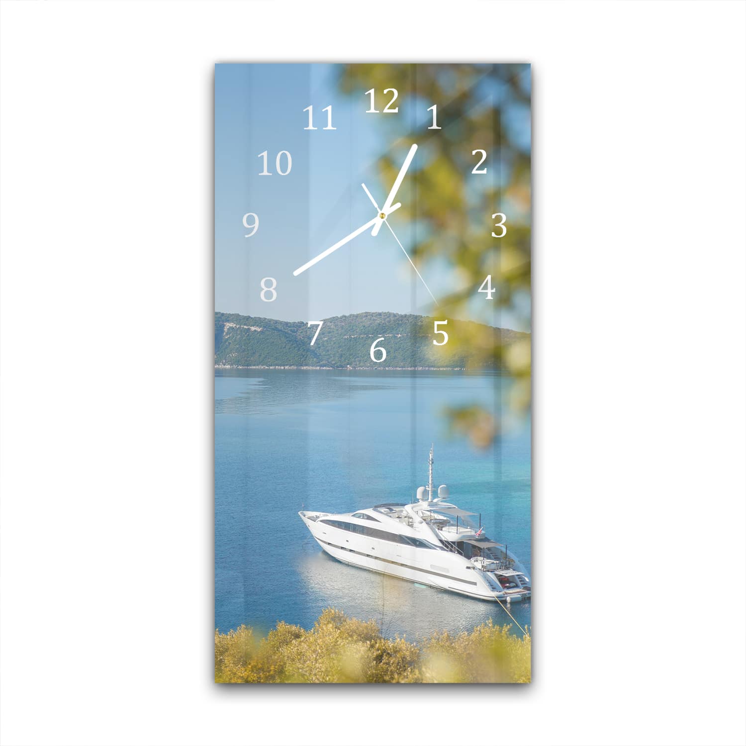 Wanduhr 30x60 - Jacht vor Anker