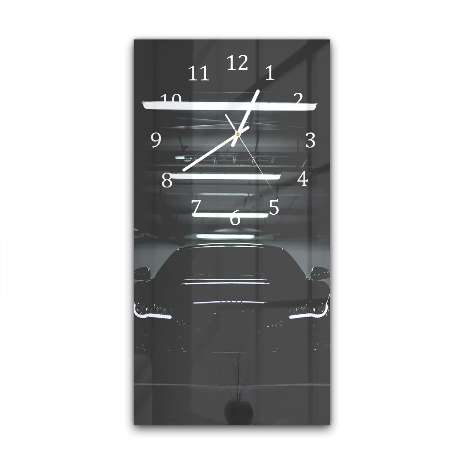 Wanduhr 30x60 - Schwarzer Audi R8