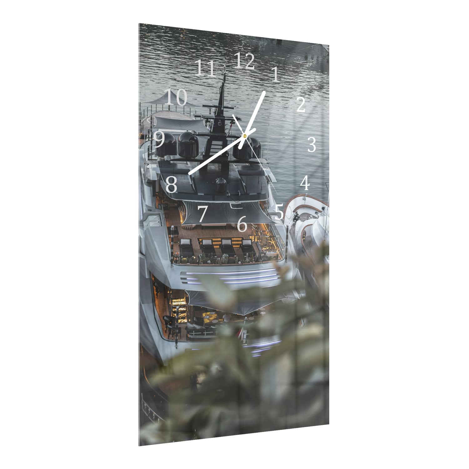 Wanduhr 30x60 - Jacht am Abend