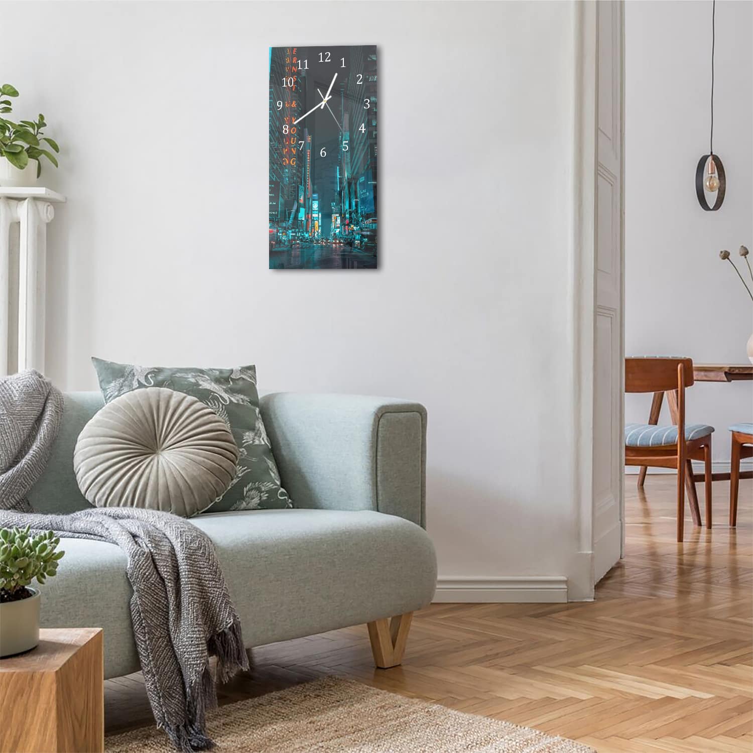 Wanduhr 30x60 - Nacht in der Stadt