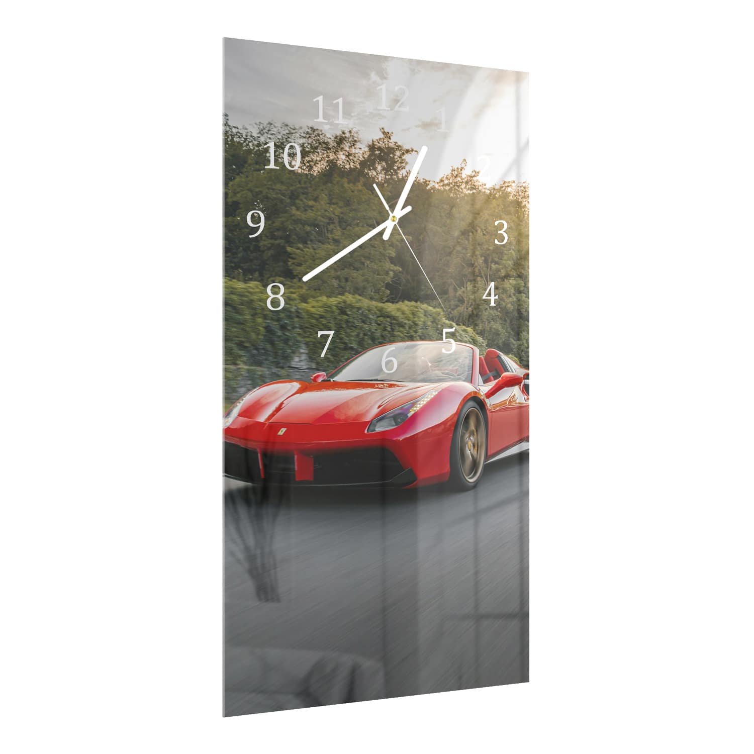 Wanduhr 30x60 - Ferrari auf der Straße