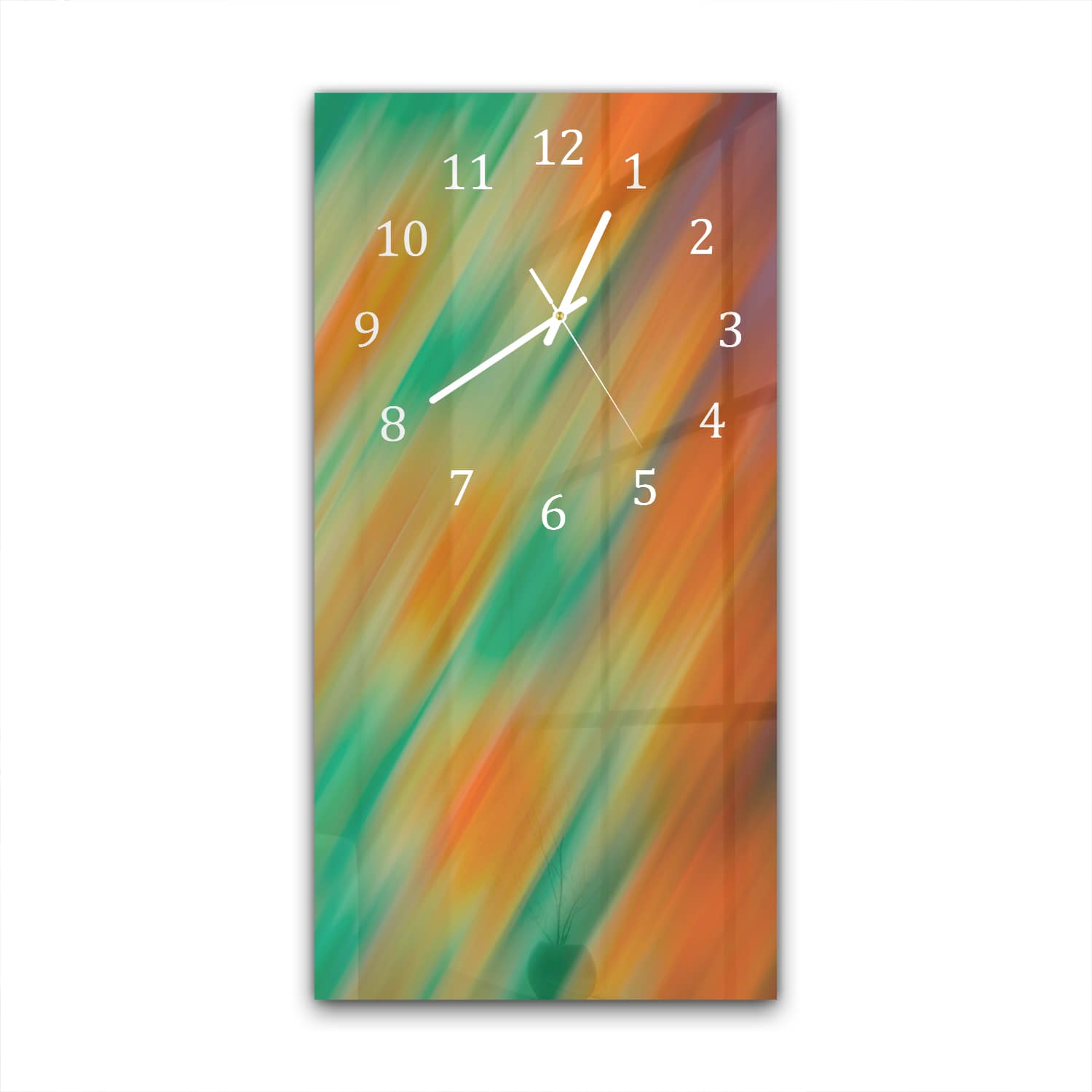 Wanduhr 30x60 - Orange & Grüne Abstraktion