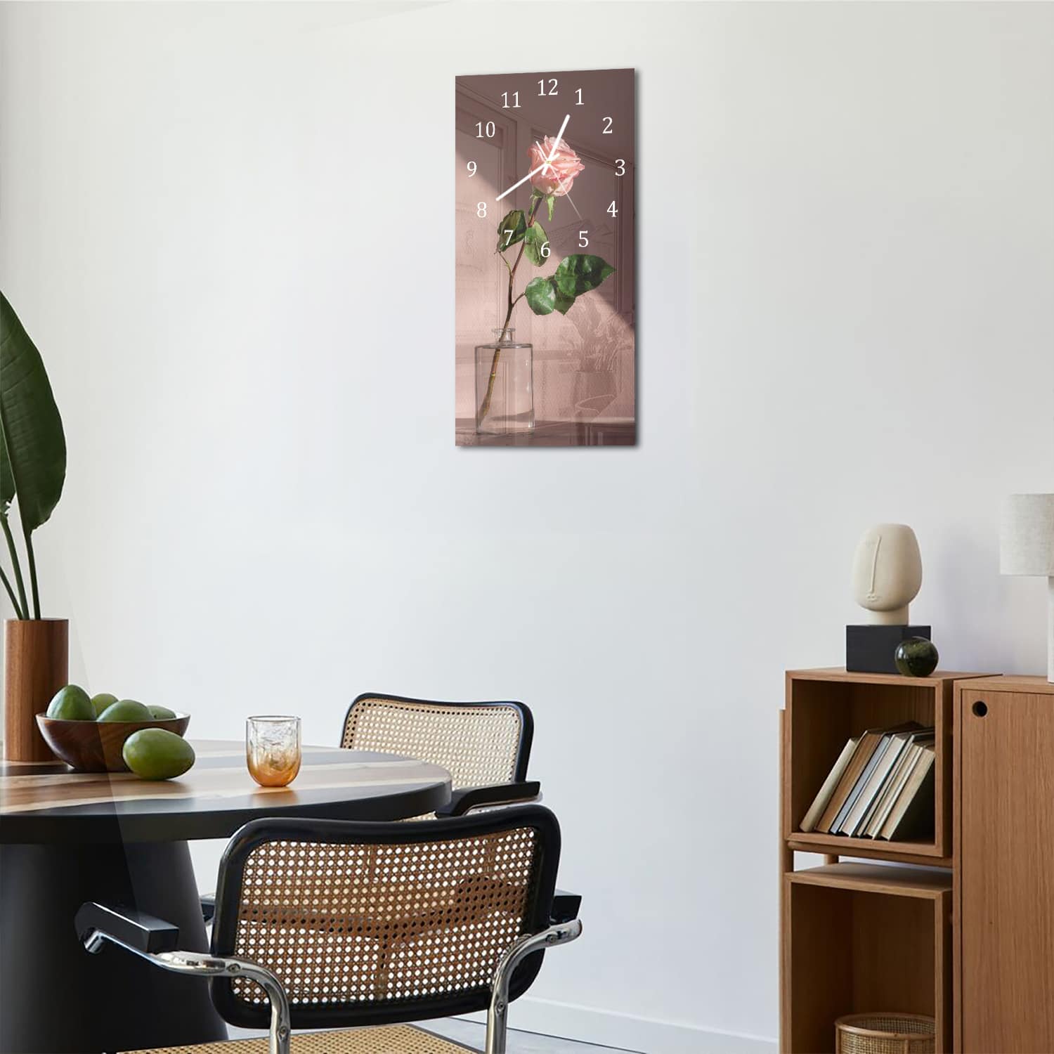 Wanduhr 30x60 - Rose in Vase