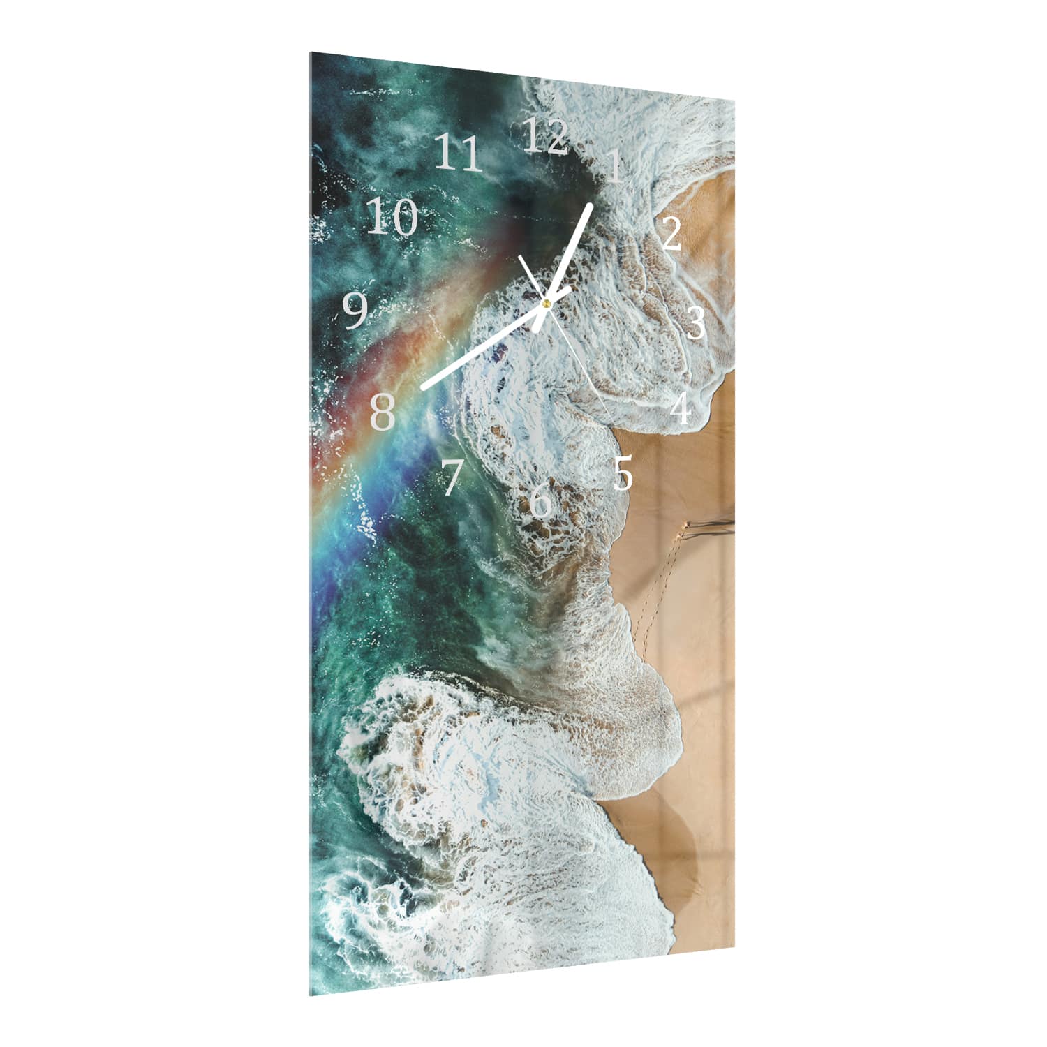Wanduhr 30x60 - Regenbogen am Strand