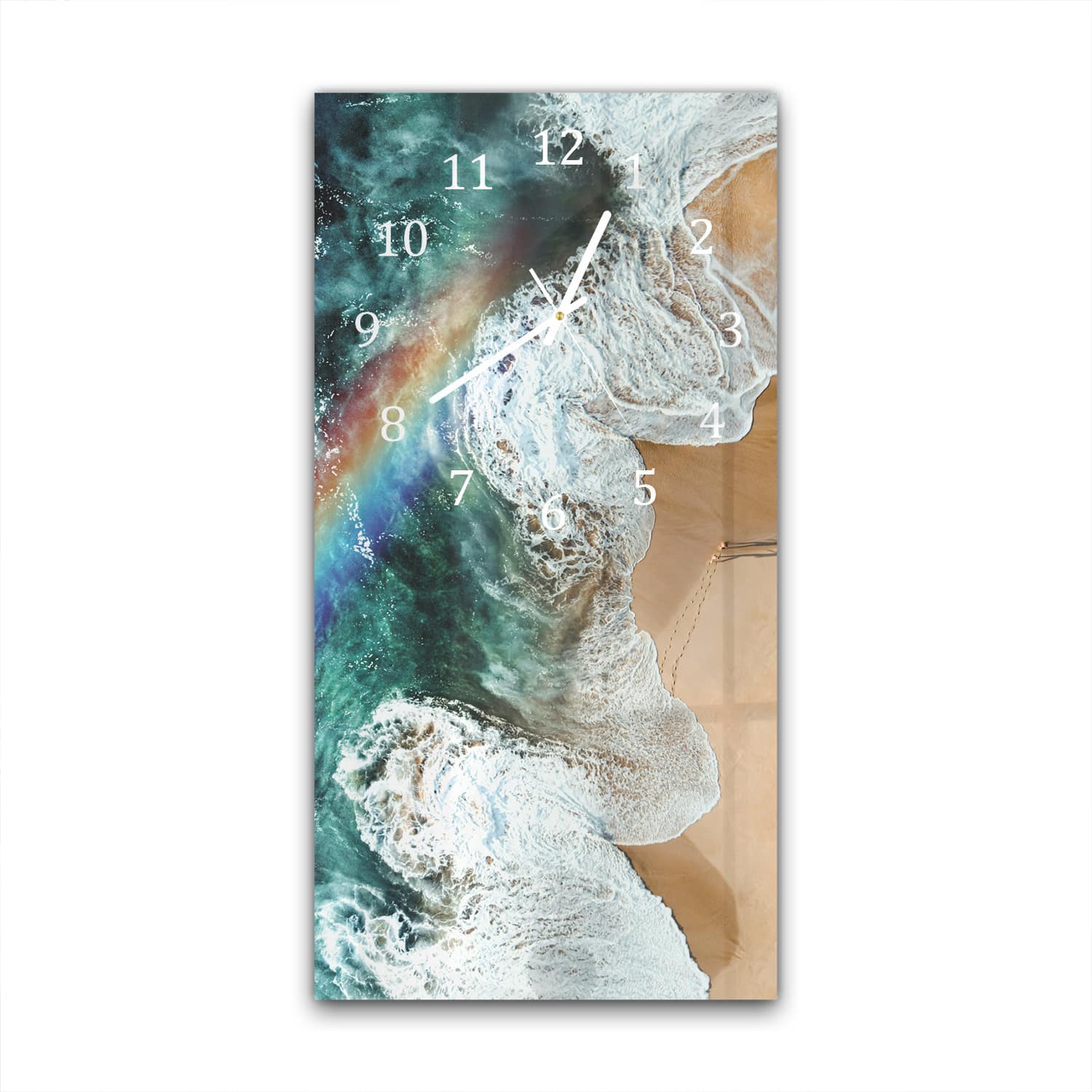 Wanduhr 30x60 - Regenbogen am Strand