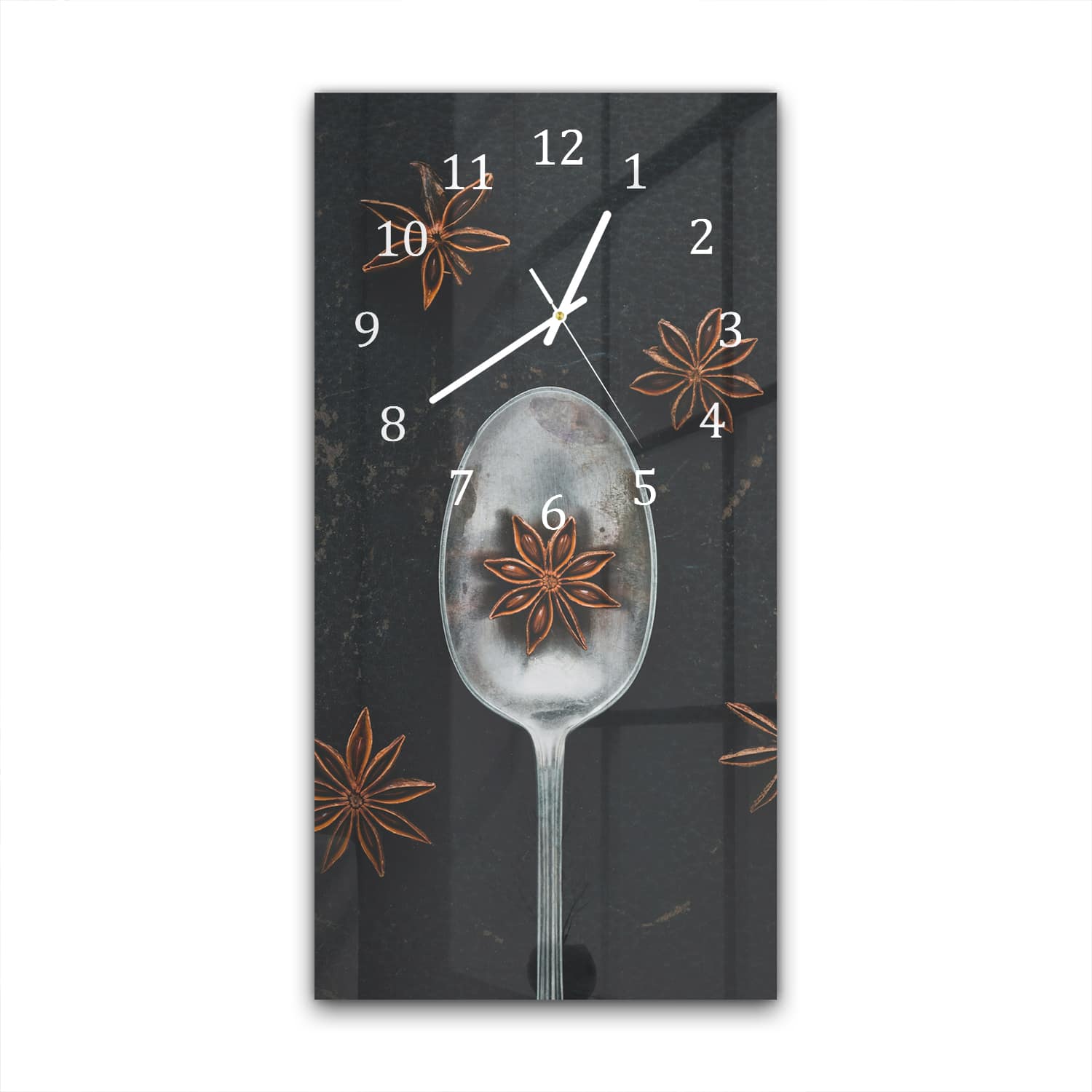Wanduhr 30x60 - Sternanis auf Löffel