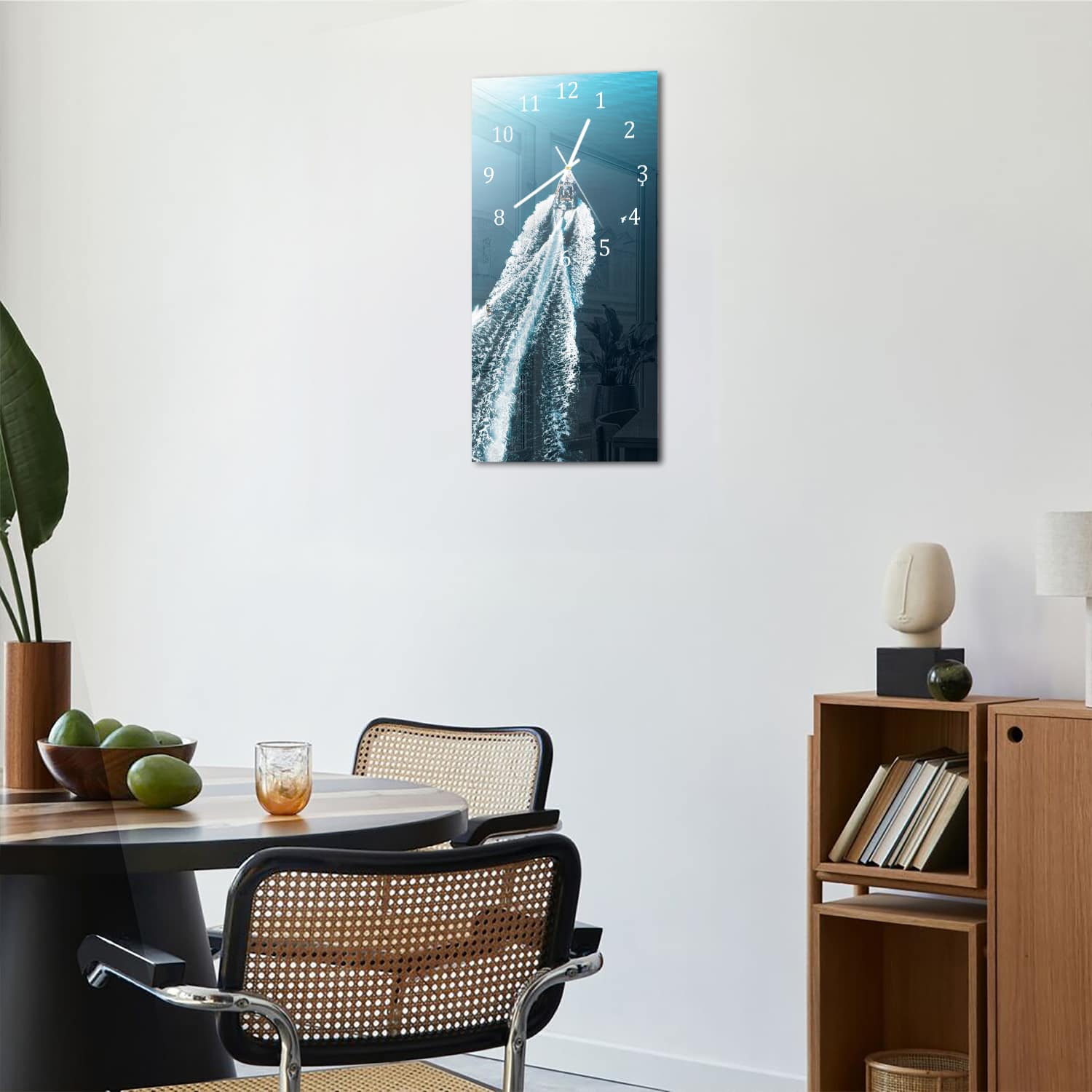 Wanduhr 30x60 - Schlauchboot auf dem Wasser