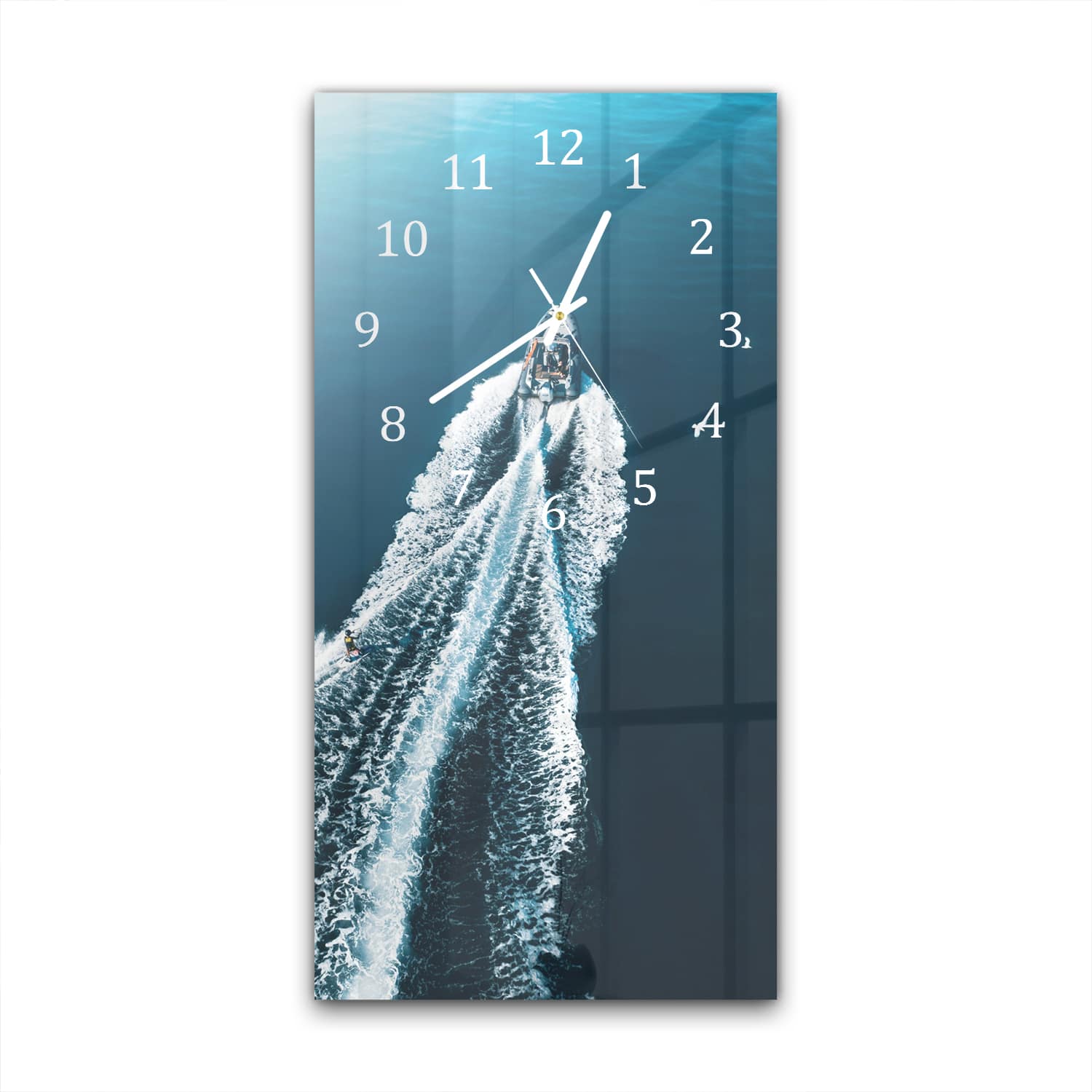 Wanduhr 30x60 - Schlauchboot auf dem Wasser