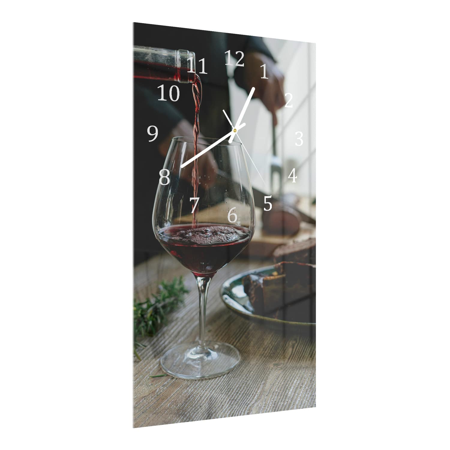 Wanduhr 30x60 - Rotwein und Mahlzeit
