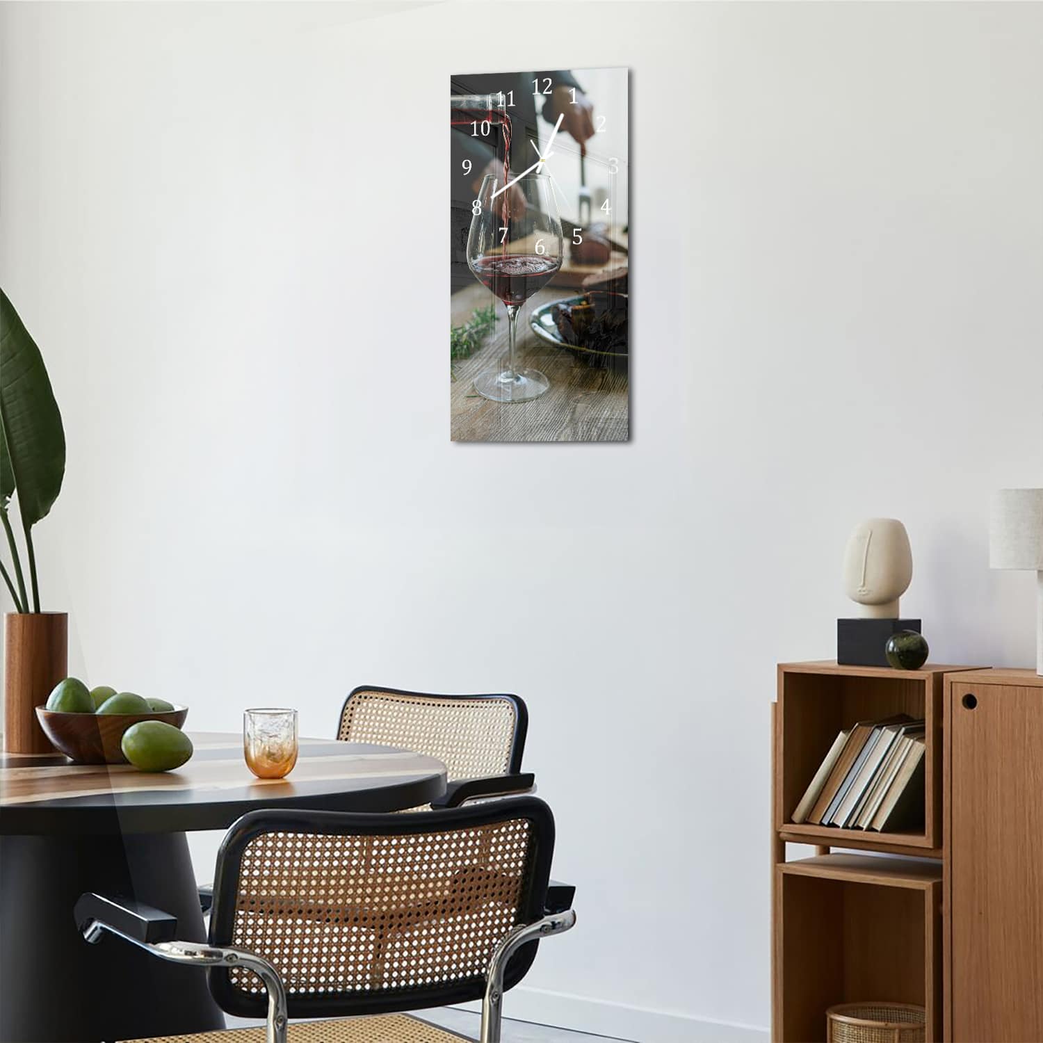 Wanduhr 30x60 - Rotwein und Mahlzeit