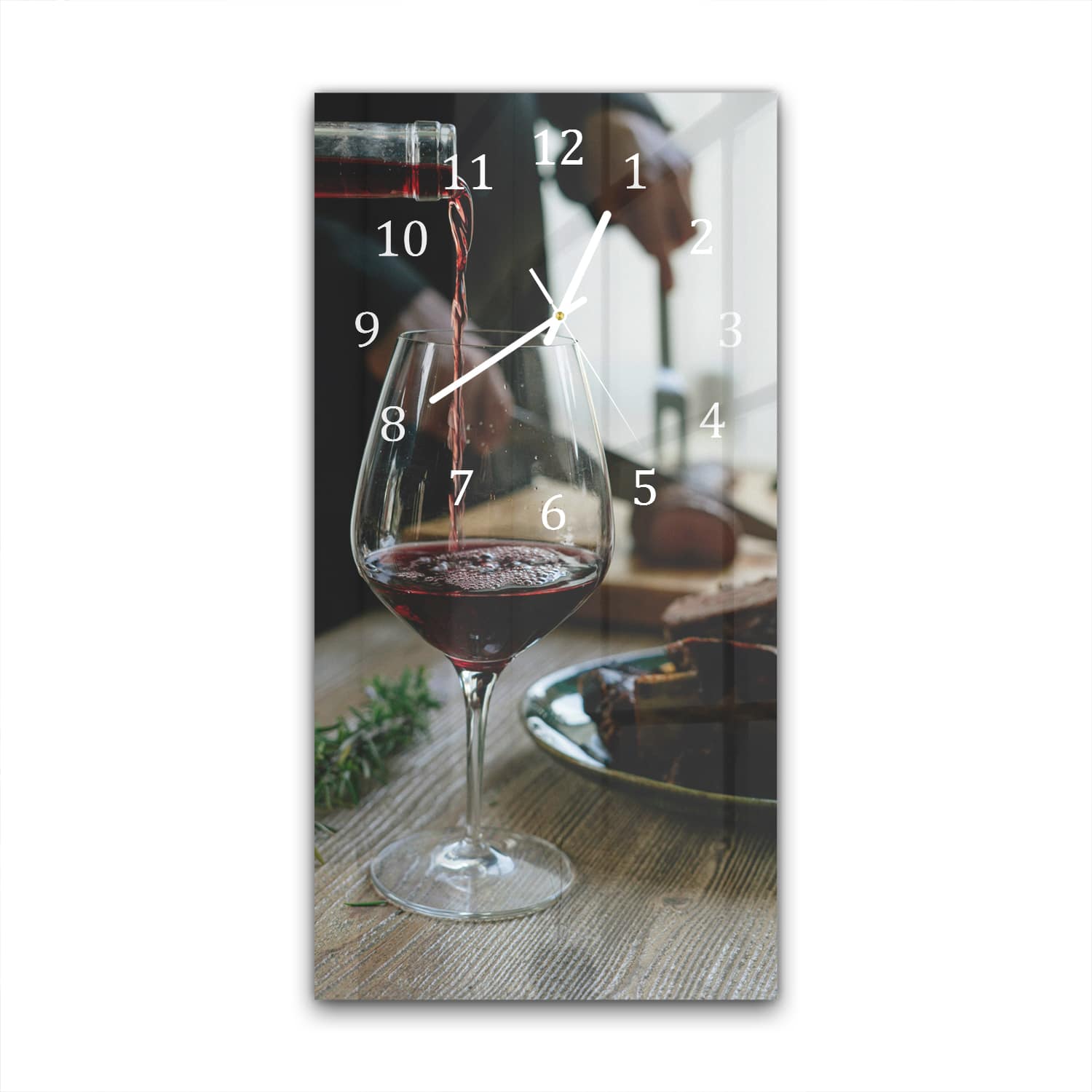 Wanduhr 30x60 - Rotwein und Mahlzeit