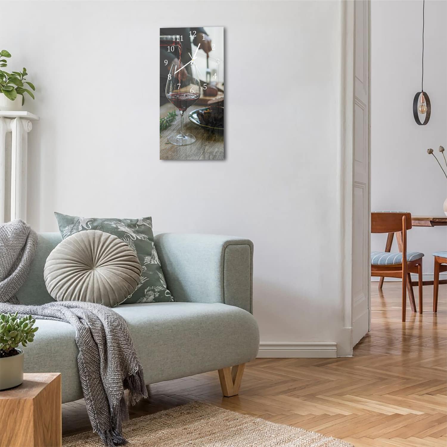 Wanduhr 30x60 - Rotwein und Mahlzeit