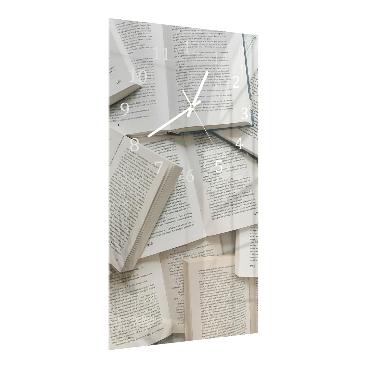 Wanduhr 30x60 - Bücherstapel