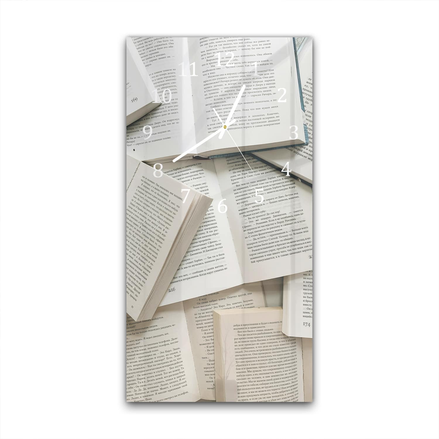 Wanduhr 30x60 - Bücherstapel