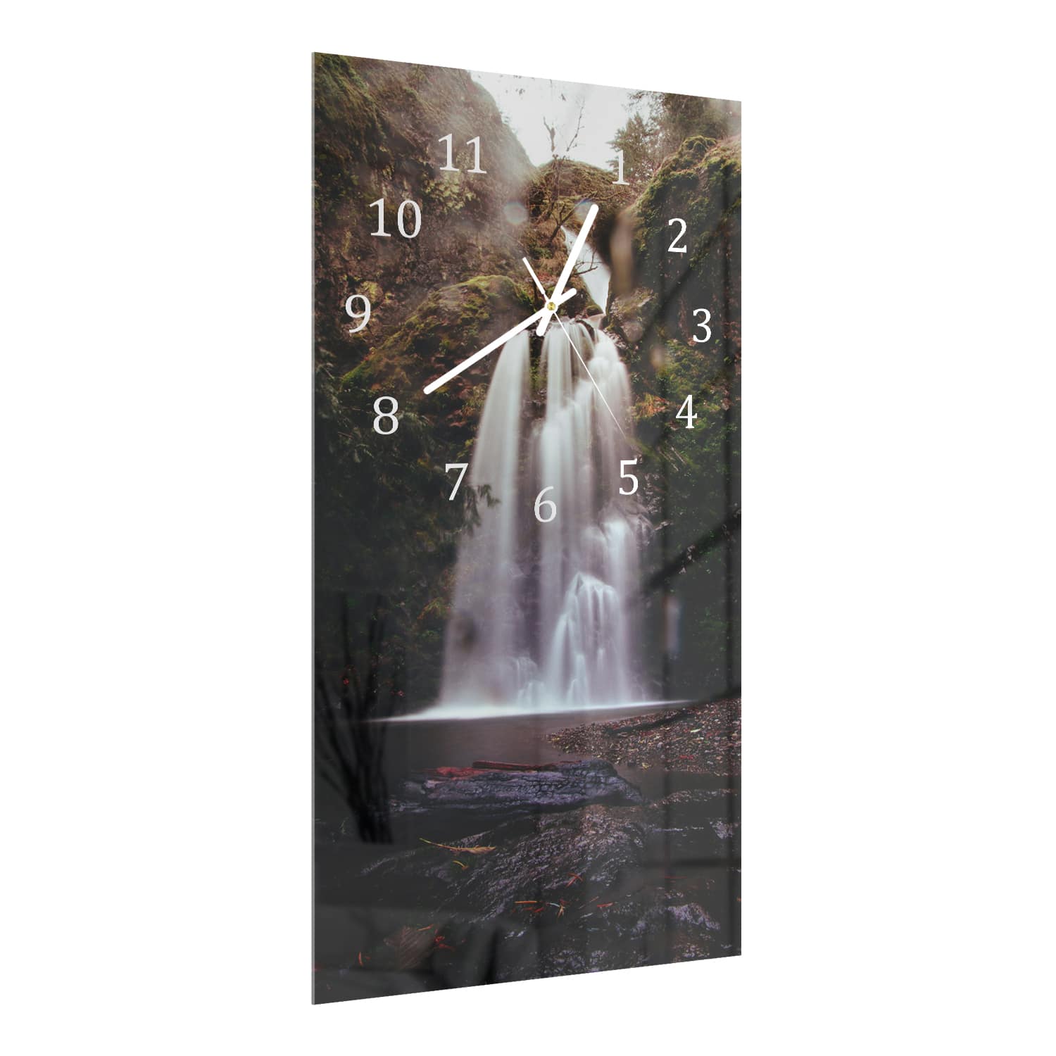 Wanduhr 30x60 - Wasserfall in der Natur
