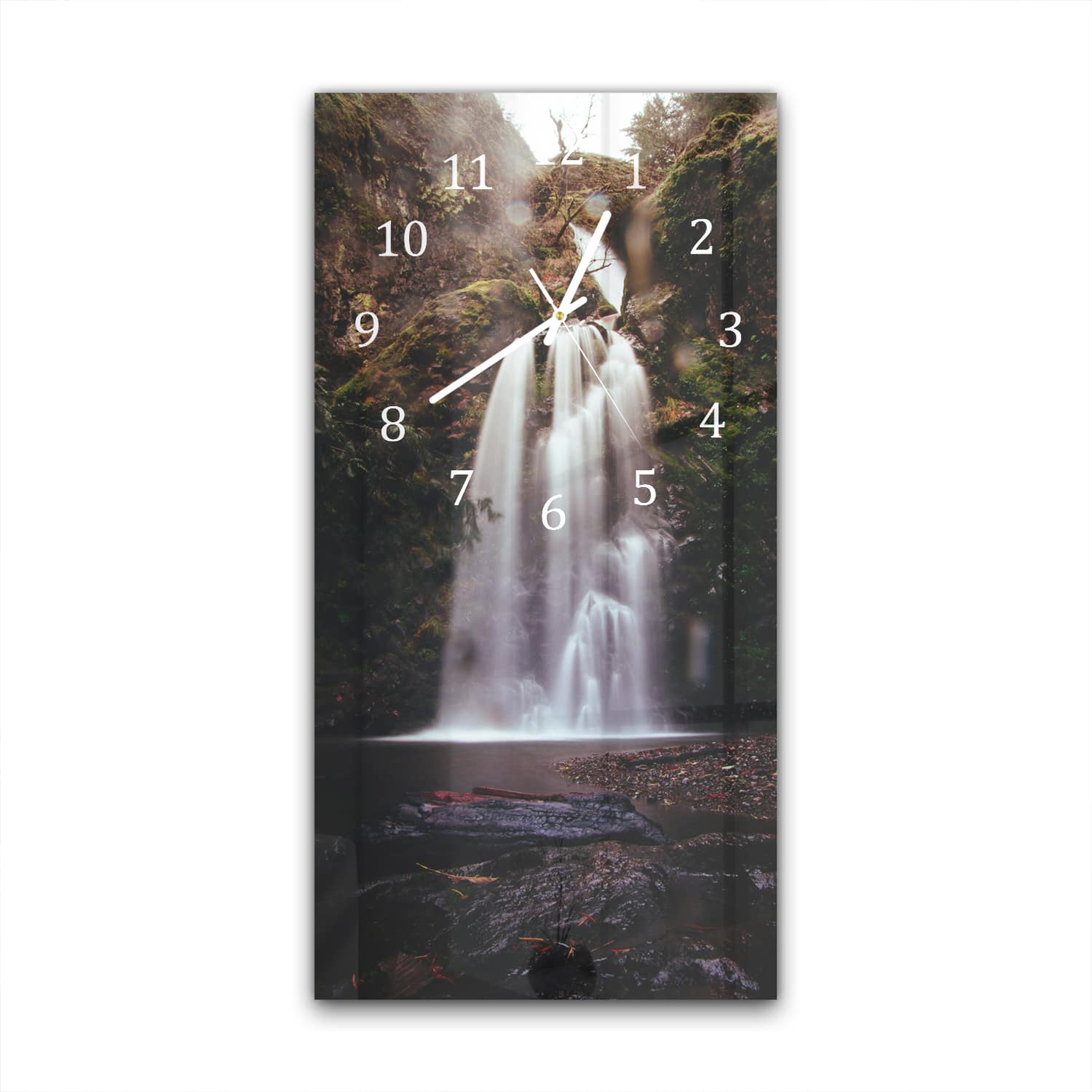 Wanduhr 30x60 - Wasserfall in der Natur