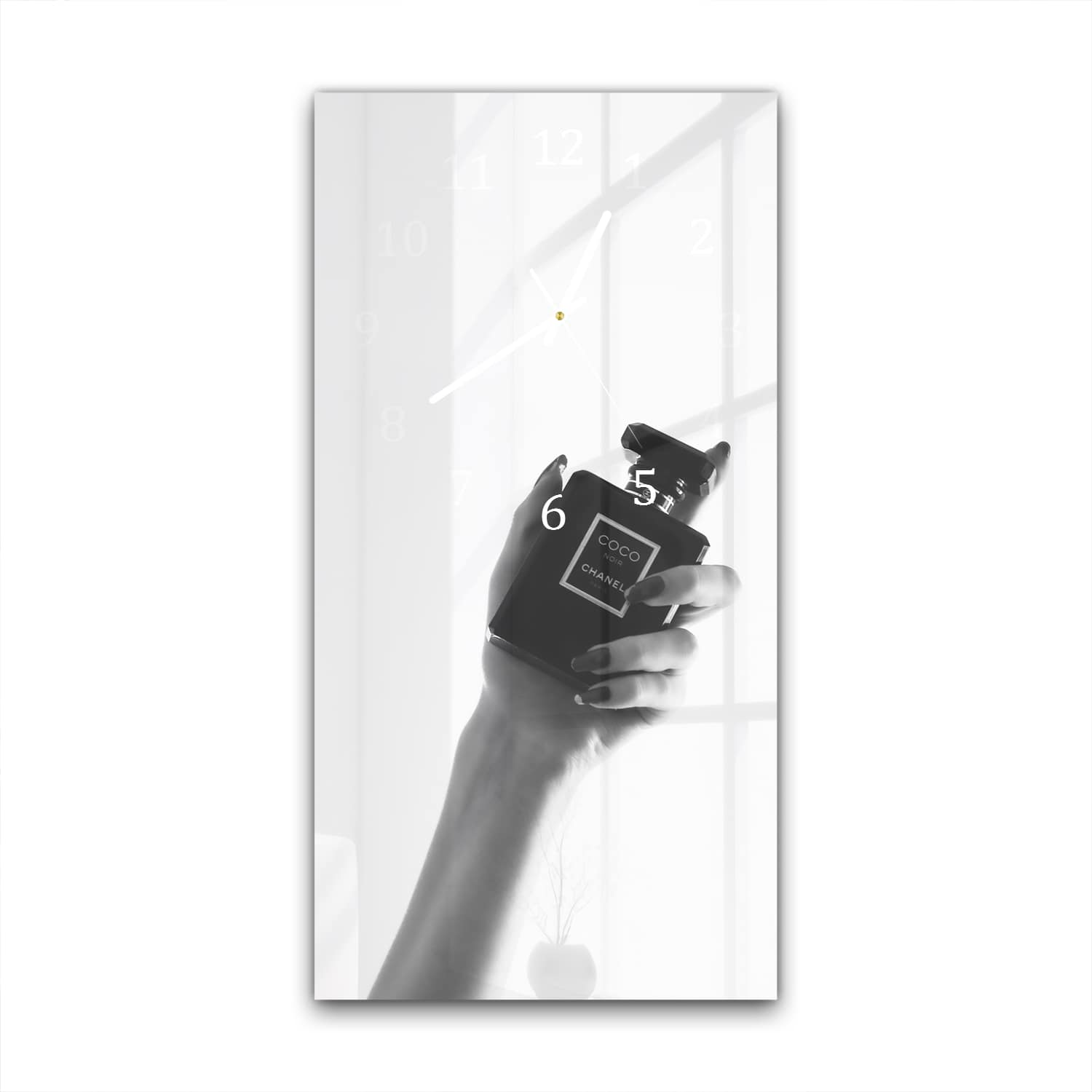Wanduhr 30x60 - Schwarz-Weiß Coco Chanel Parfüm