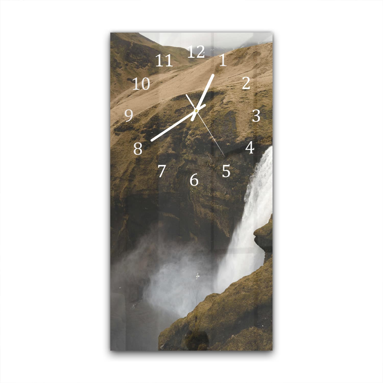 Wanduhr 30x60 - Wasserfall in den Bergen