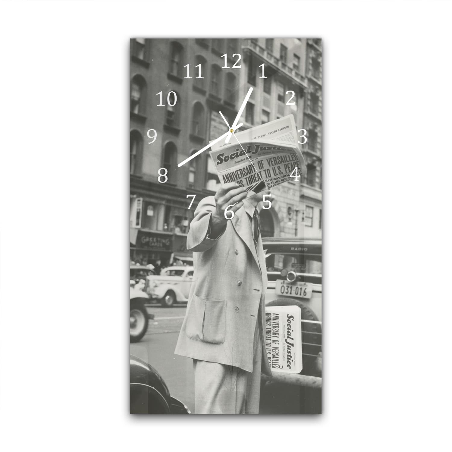 Wanduhr 30x60 - New York in Schwarz-Weiß