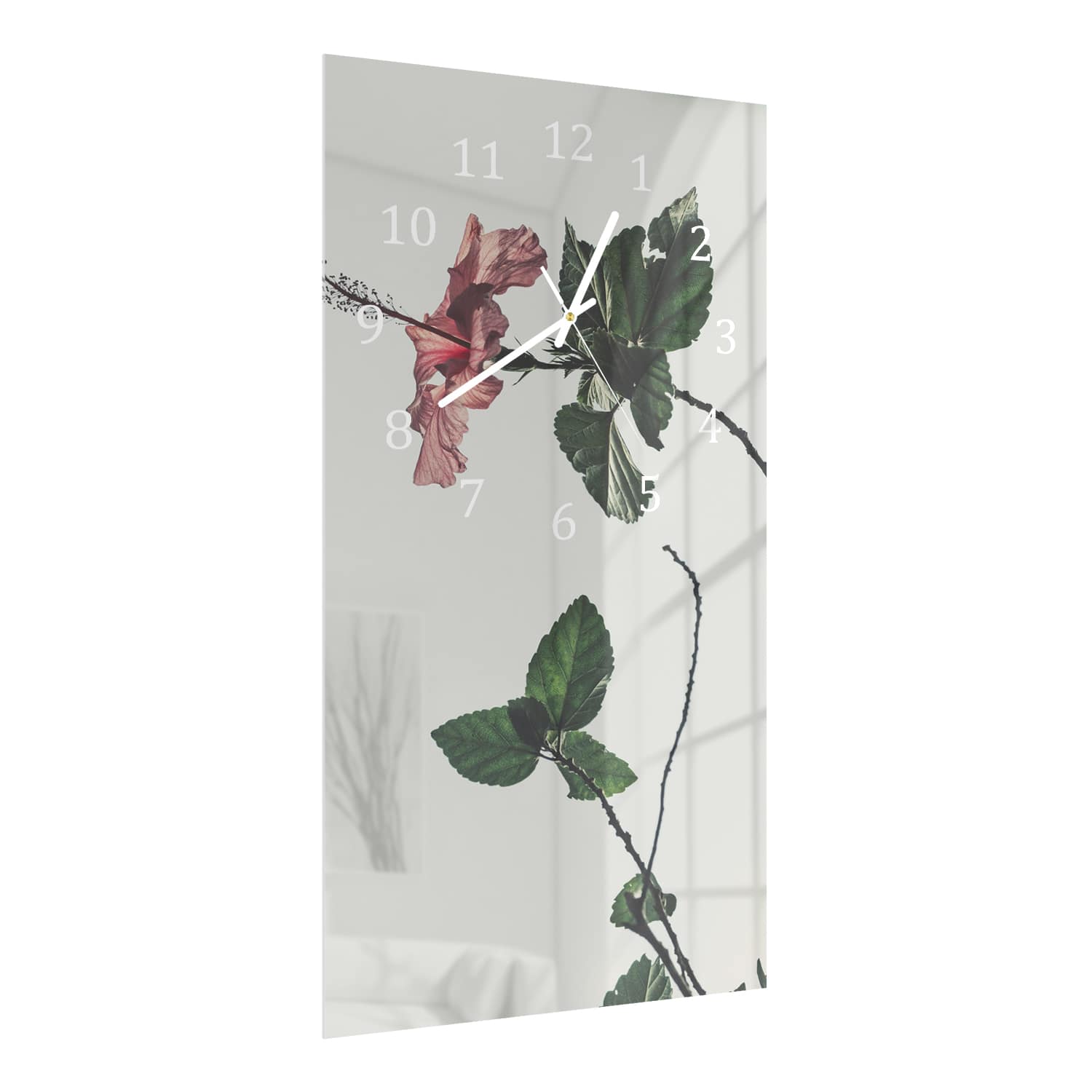 Wanduhr 30x60 - Eleganter Hibiskus