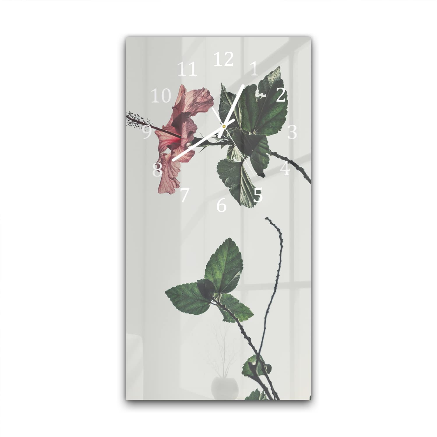 Wanduhr 30x60 - Eleganter Hibiskus