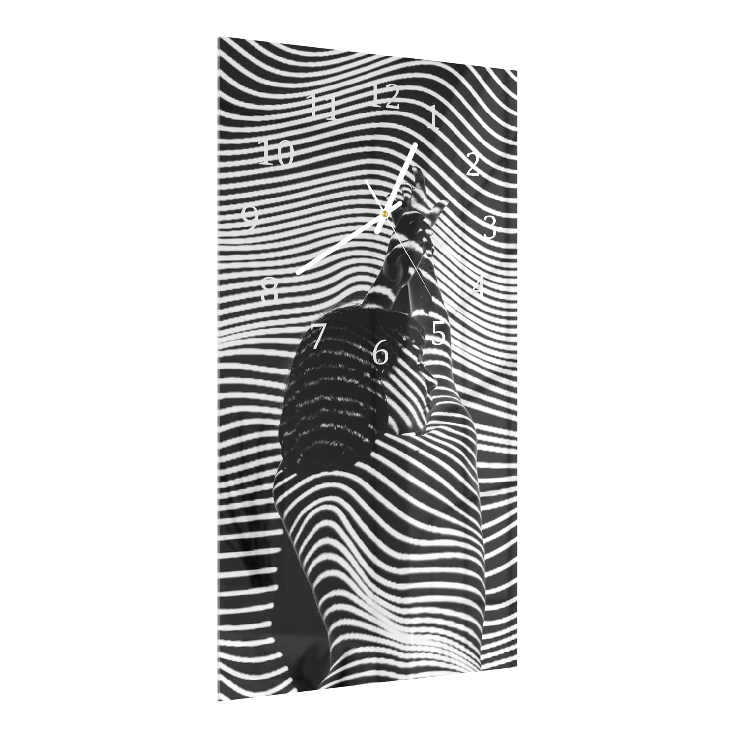 Wanduhr 30x60 - Schwarz-Weiß-Linienkunst