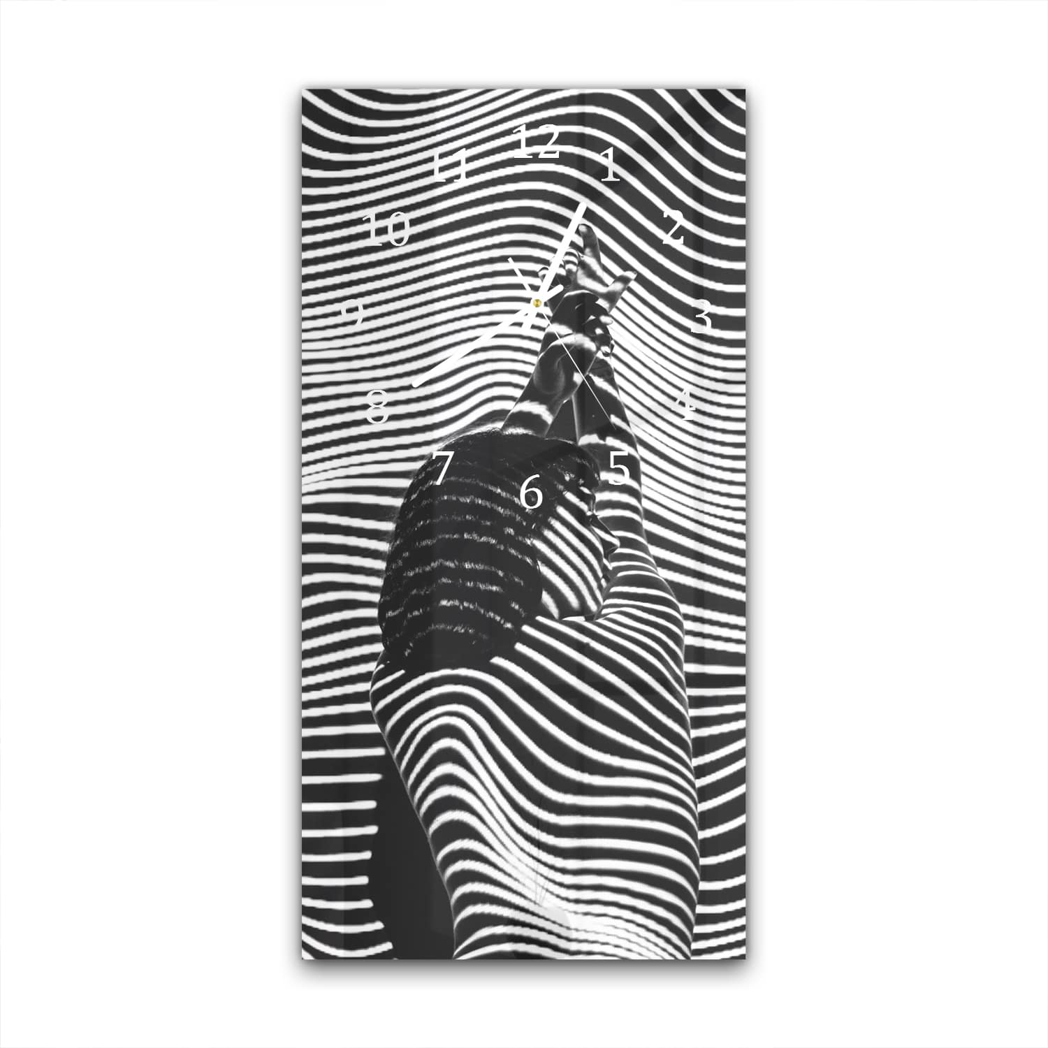 Wanduhr 30x60 - Schwarz-Weiß-Linienkunst