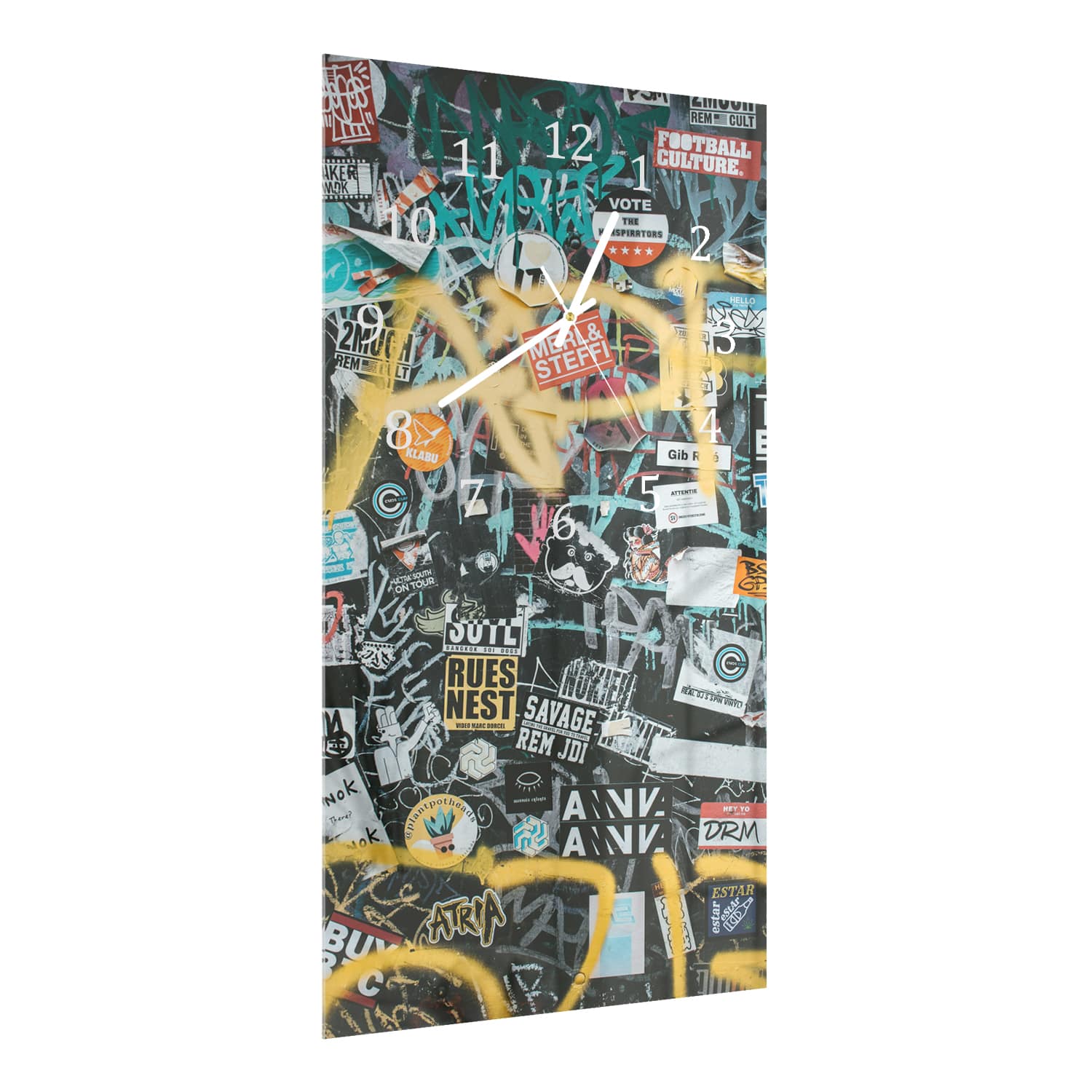 Wanduhr 30x60 - Wand voller Sticker