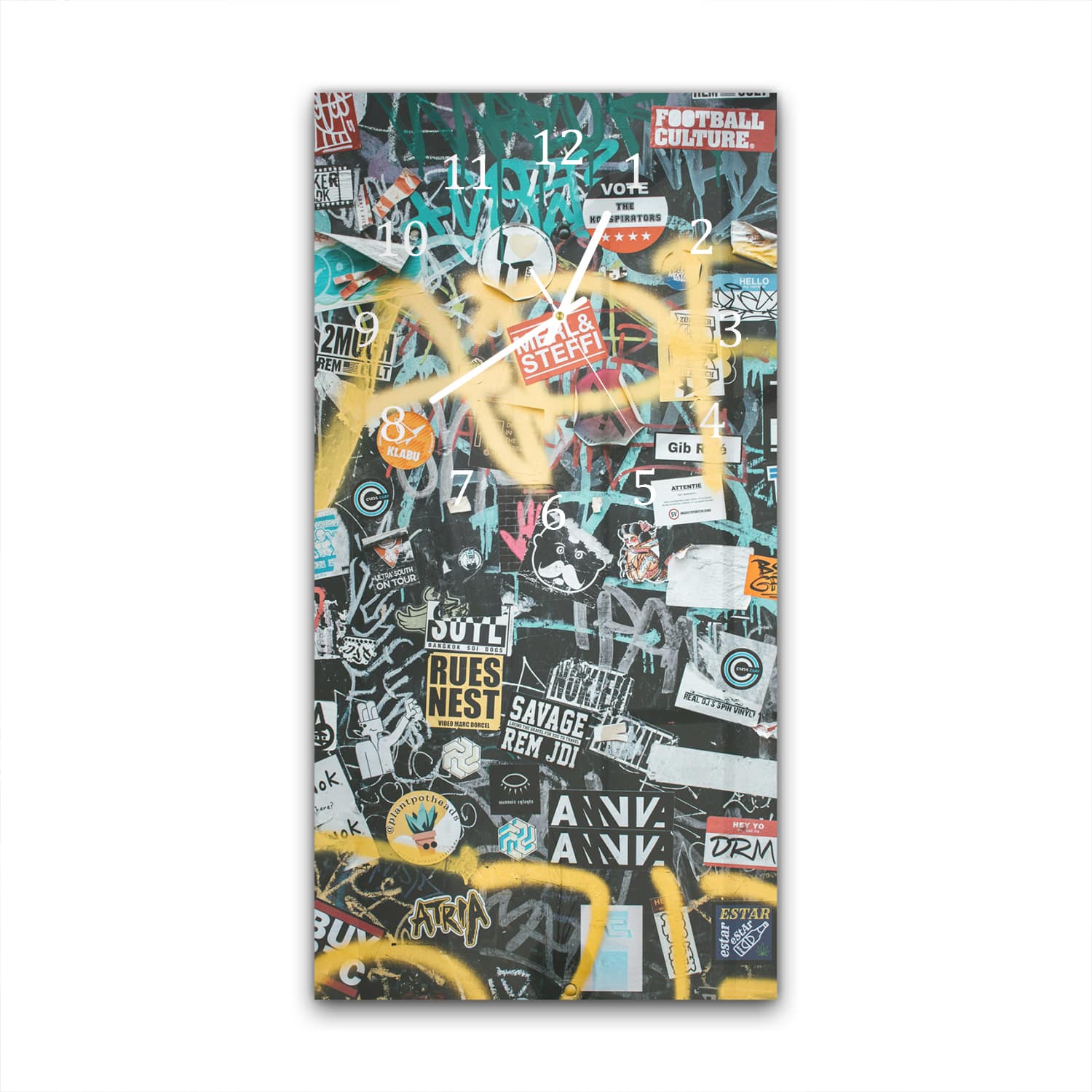 Wanduhr 30x60 - Wand voller Sticker