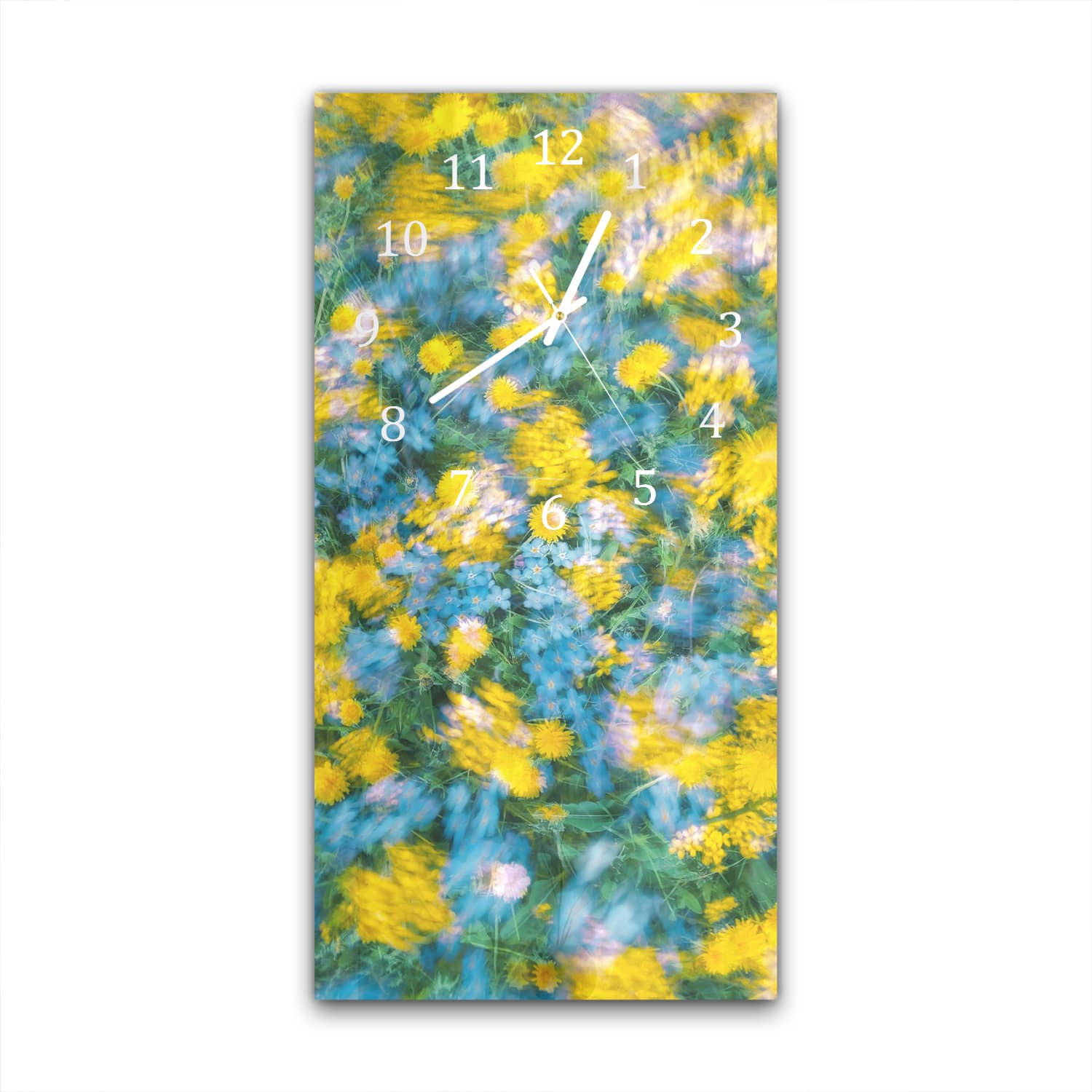 Wanduhr 30x60 - Fröhliche Blumen