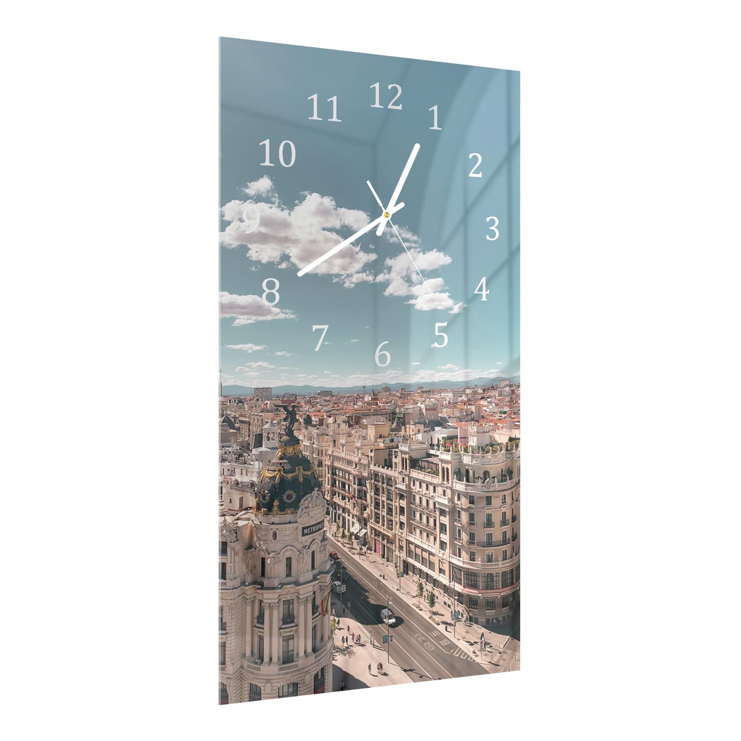 Wanduhr 30x60 - Straßen von Madrid