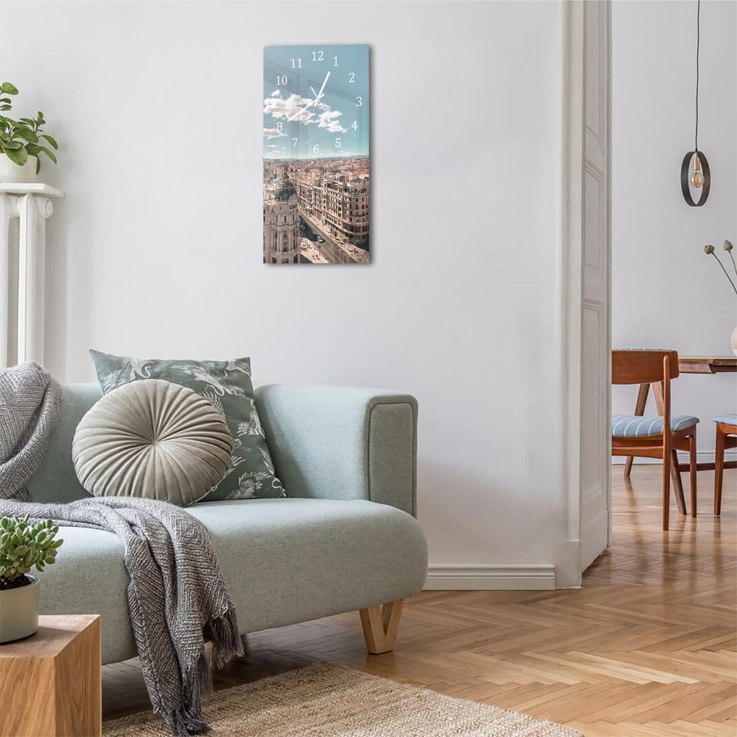 Wanduhr 30x60 - Straßen von Madrid