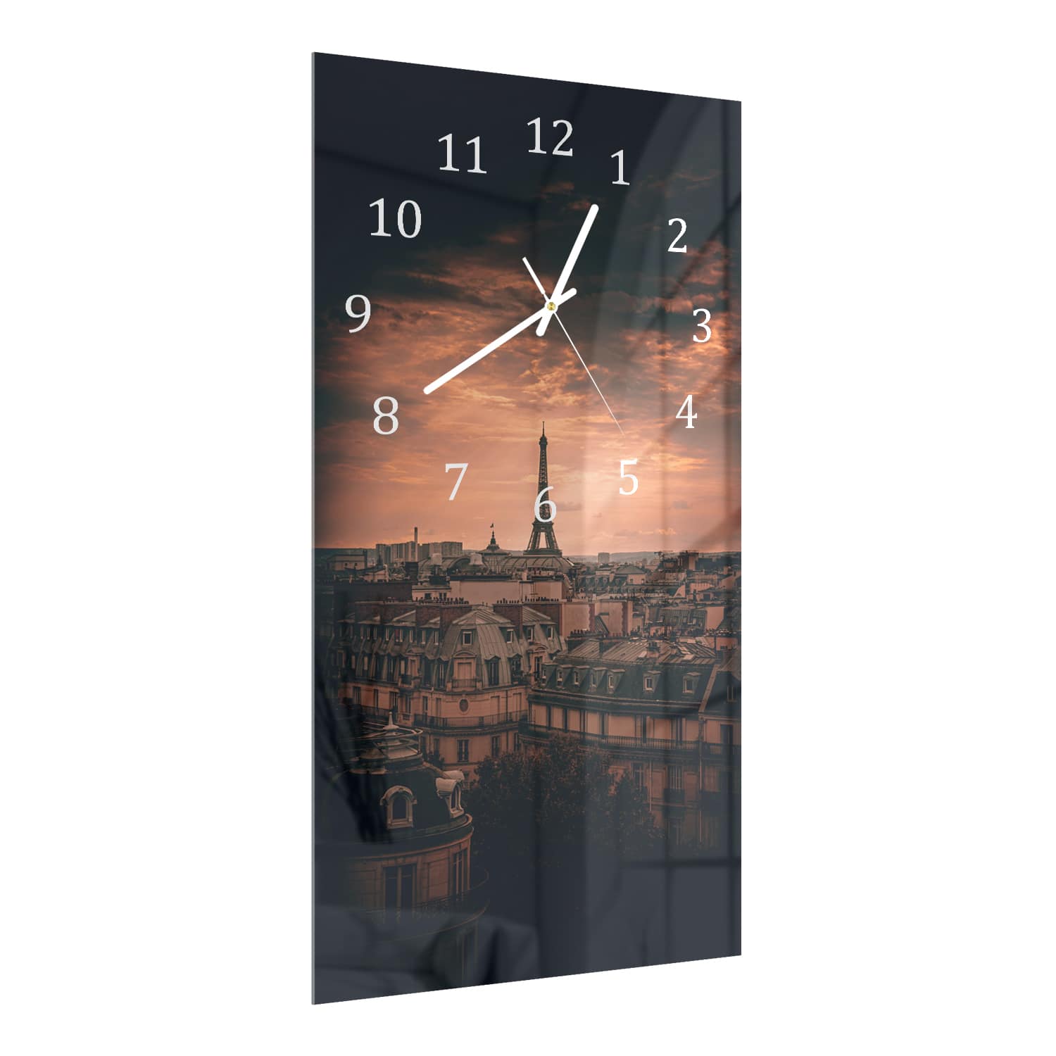Wanduhr 30x60 - Paris in der Dämmerung