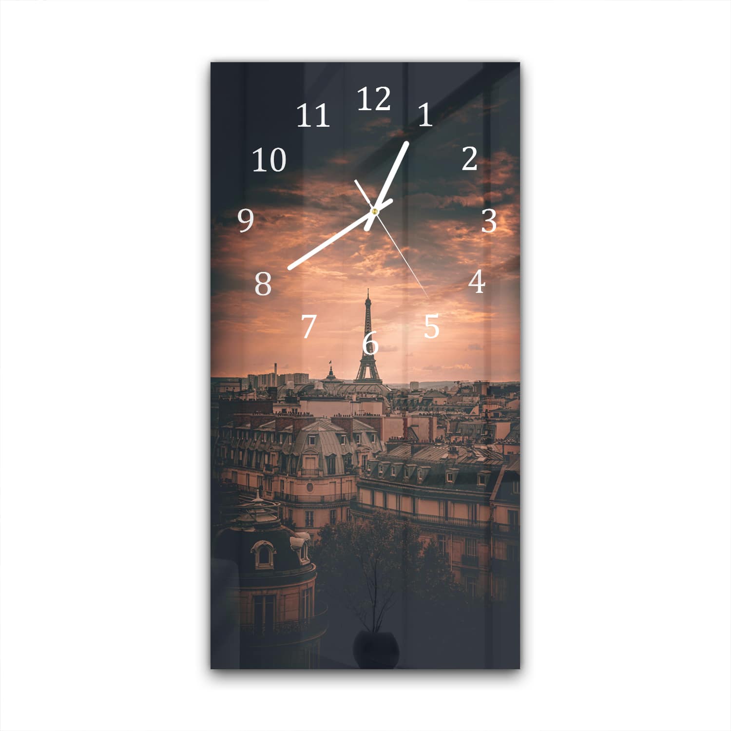 Wanduhr 30x60 - Paris in der Dämmerung