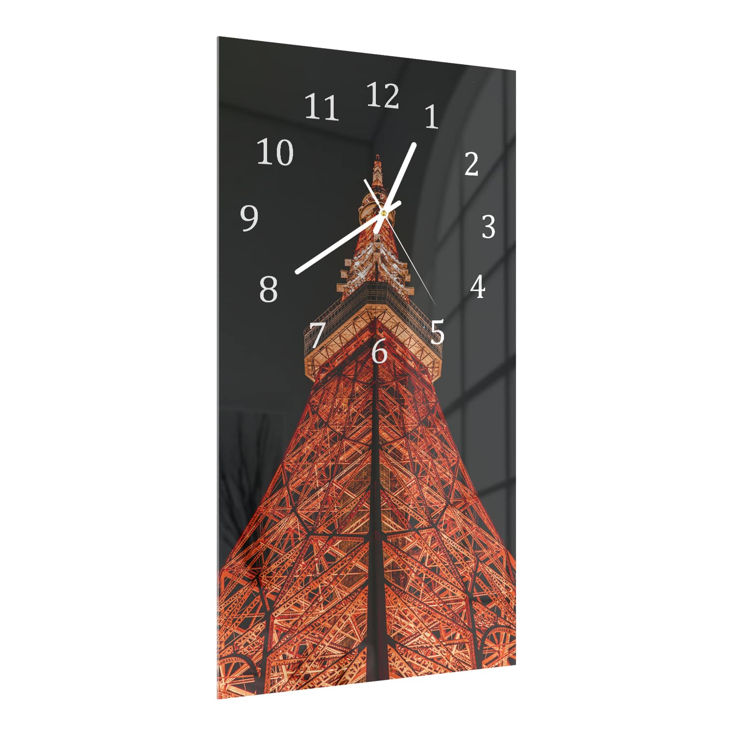 Wanduhr 30x60 - Beleuchteter Eiffelturm
