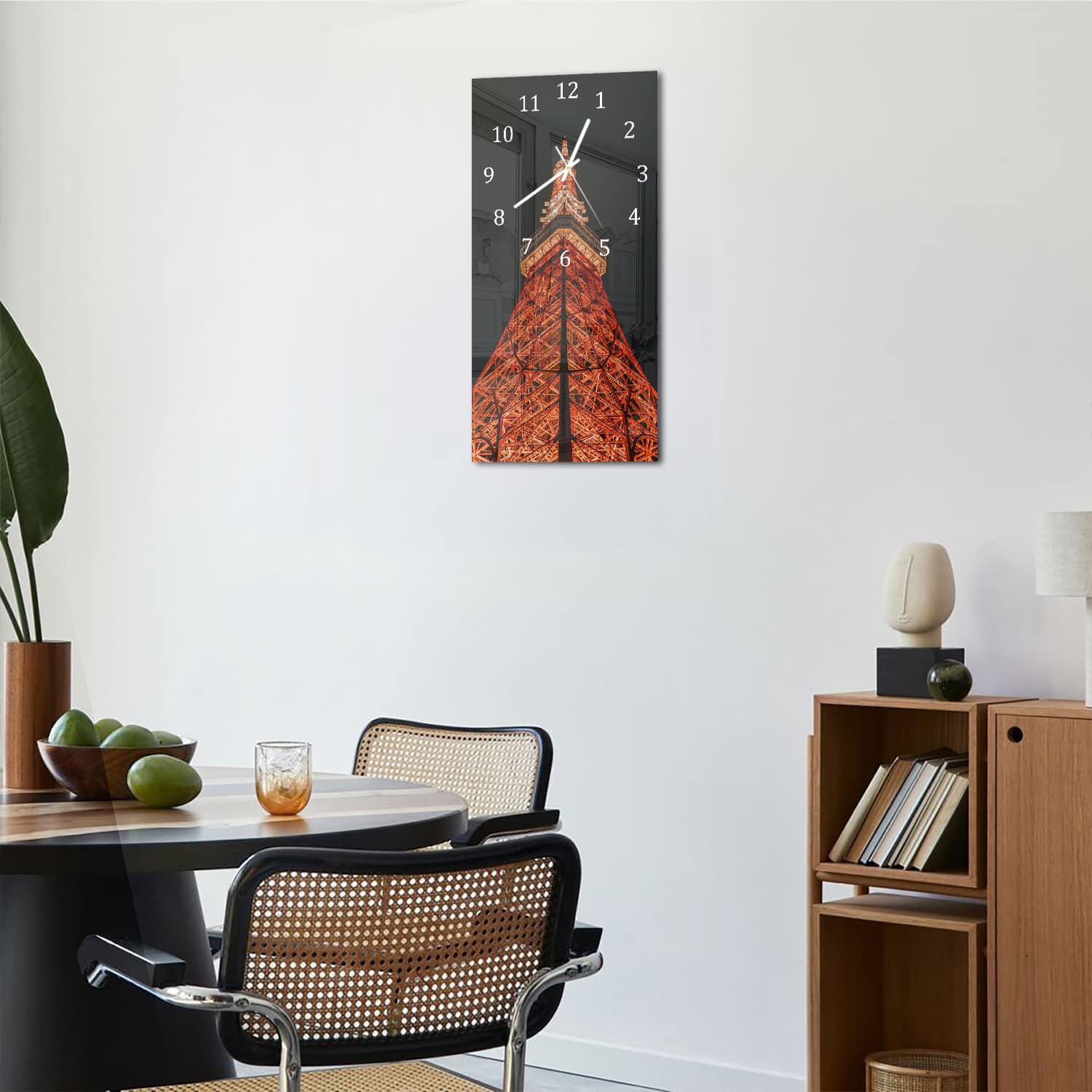 Wanduhr 30x60 - Beleuchteter Eiffelturm