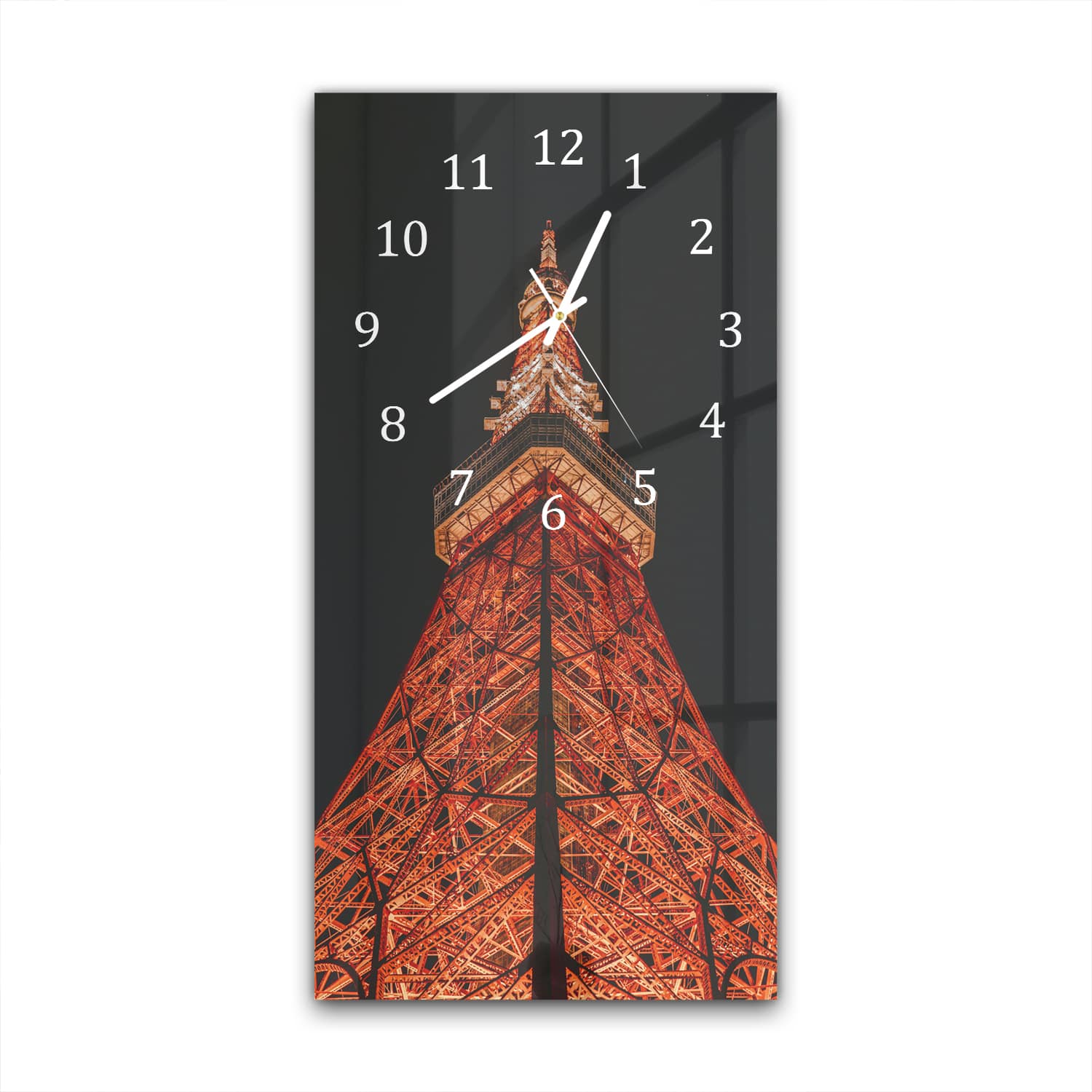 Wanduhr 30x60 - Beleuchteter Eiffelturm