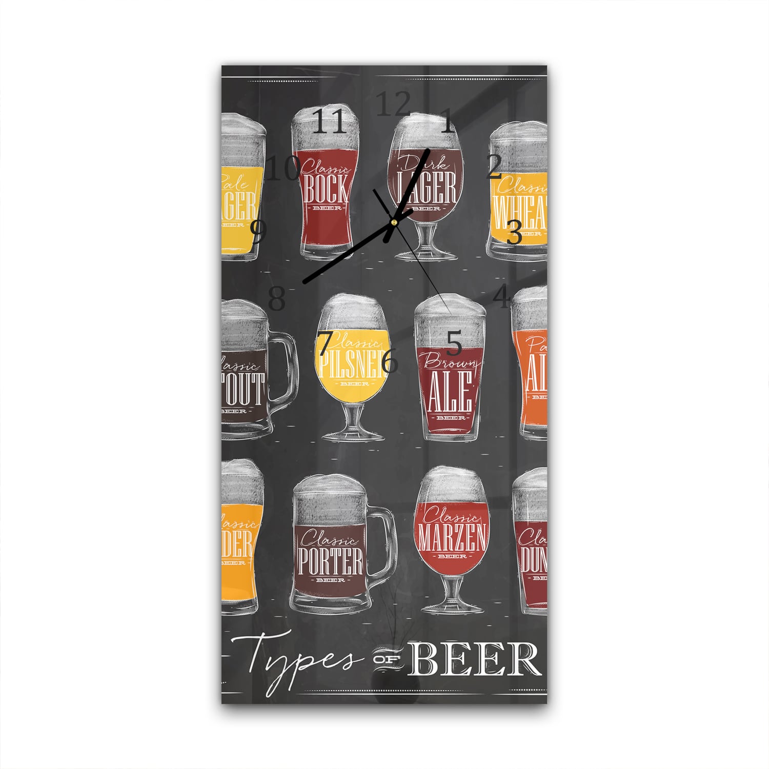 Wanduhr 30x60 - Biersorten