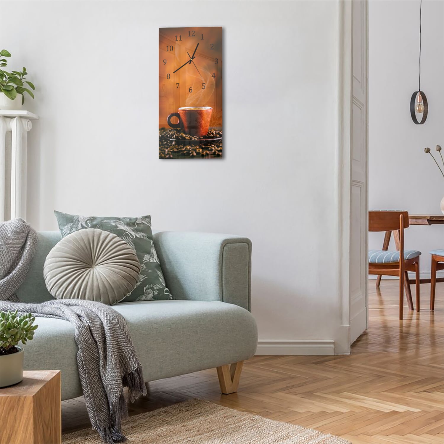 Wanduhr 30x60 - Kaffee-Aroma