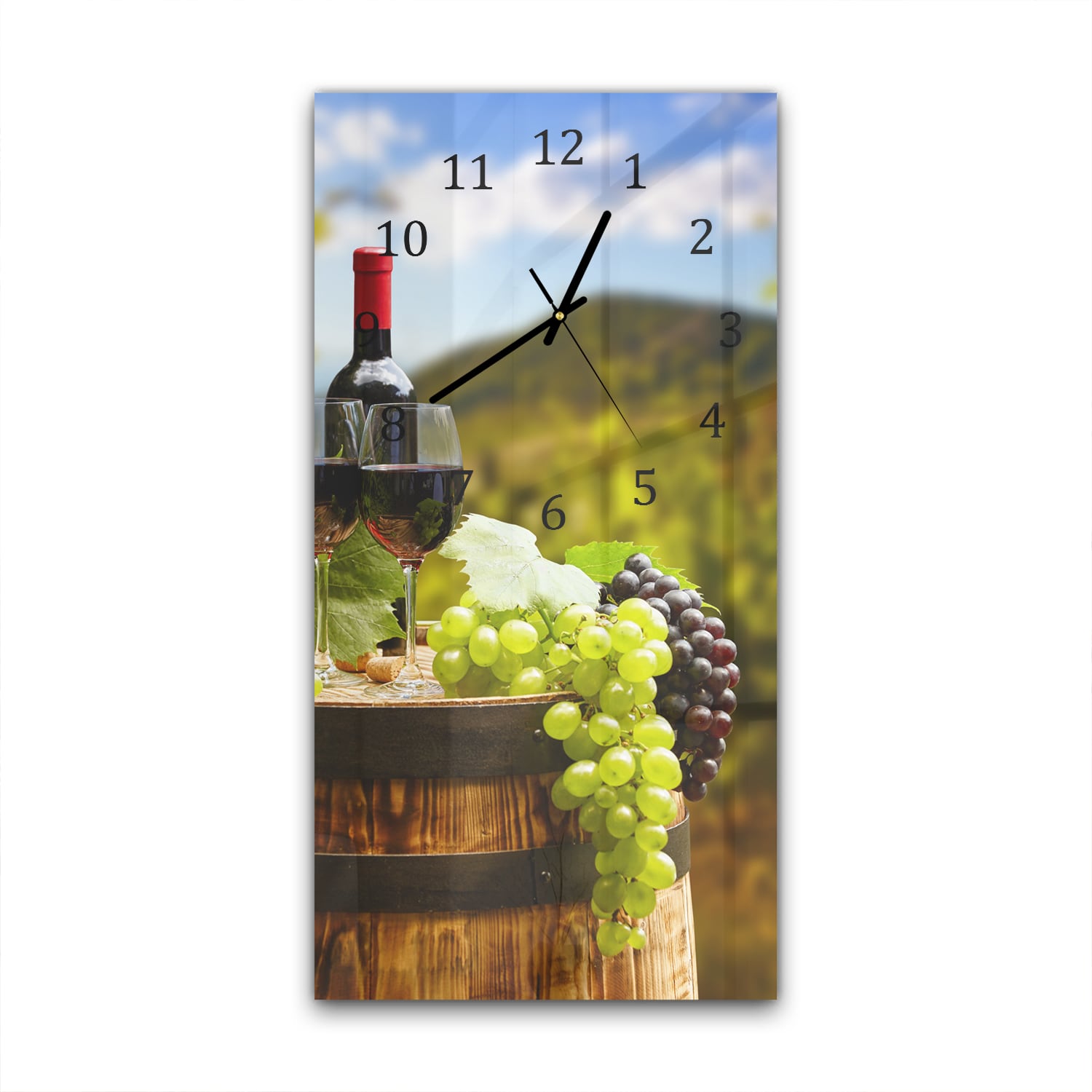 Wanduhr 30x60 - Wein und Trauben