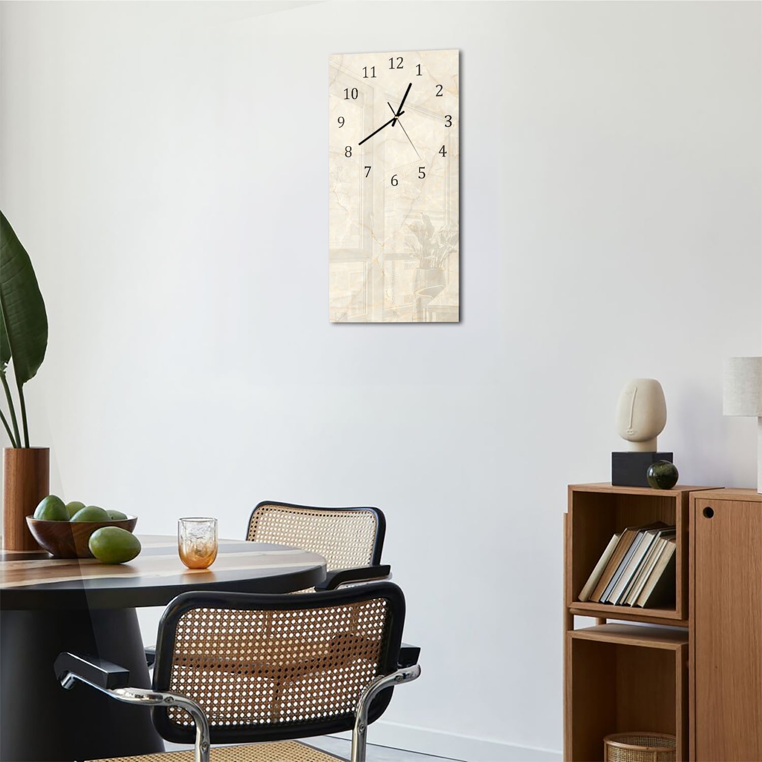 Wanduhr 30x60 - Sanft beiger Marmor