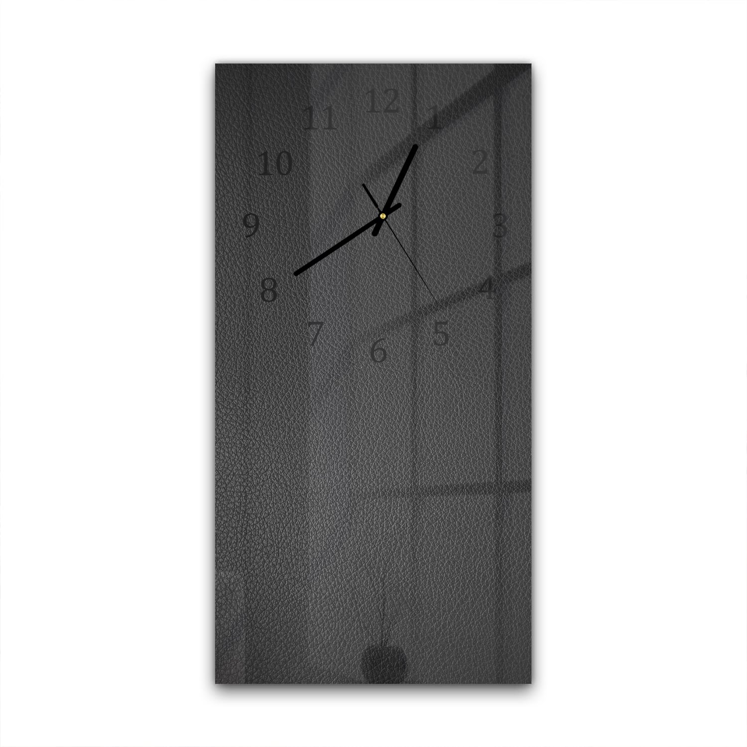 Wanduhr 30x60 - Schwarzes Leder