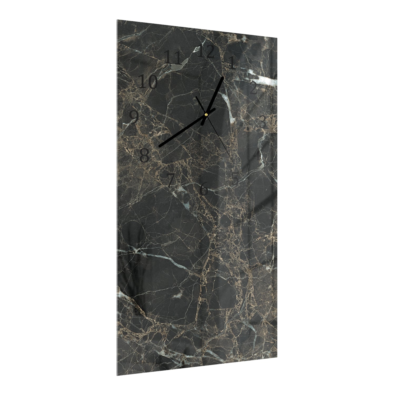 Wanduhr 30x60 - Schwarzer Marmor mit weißen Adern