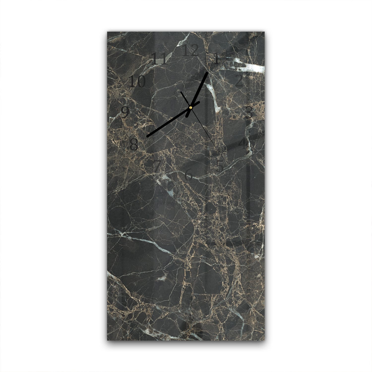 Wanduhr 30x60 - Schwarzer Marmor mit weißen Adern