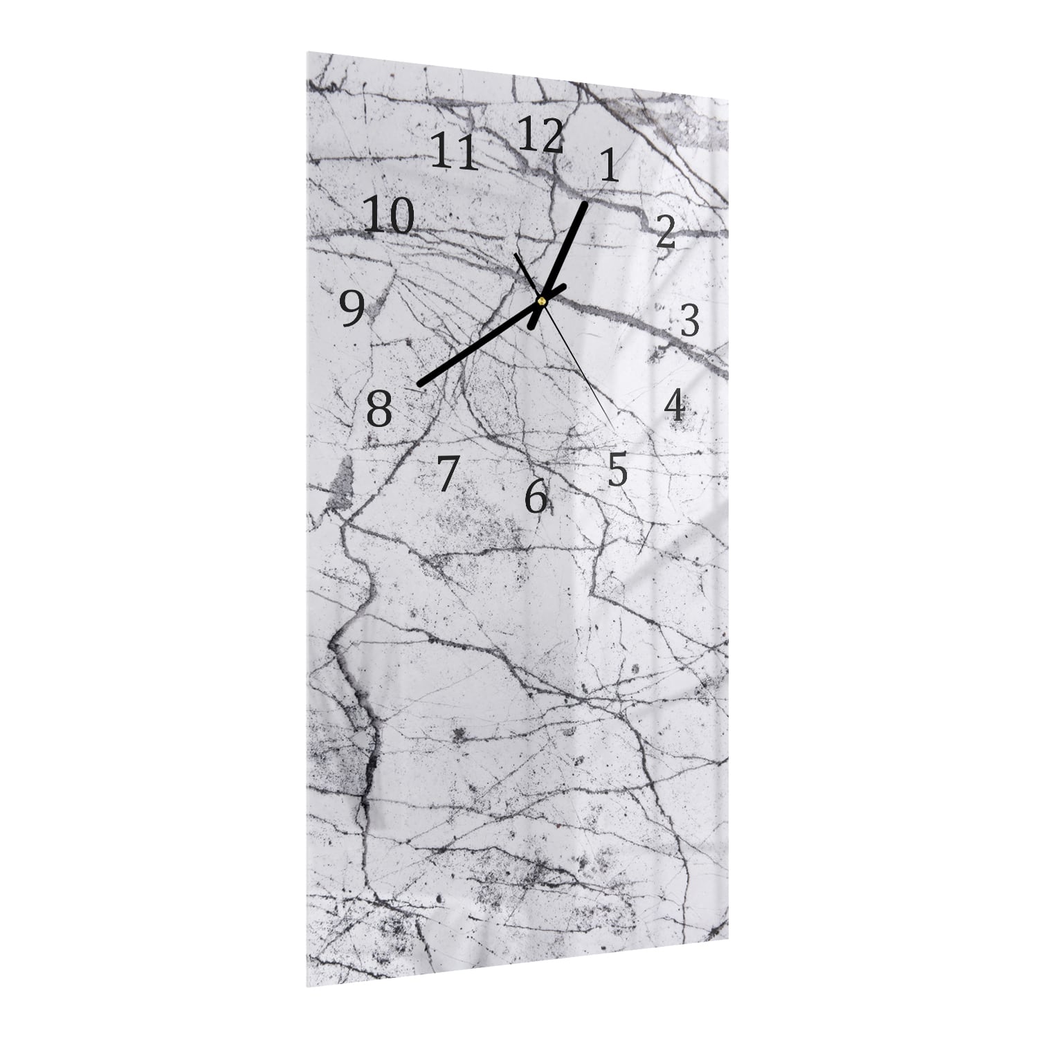 Wanduhr 30x60 - Weiß-schwarzer Marmor