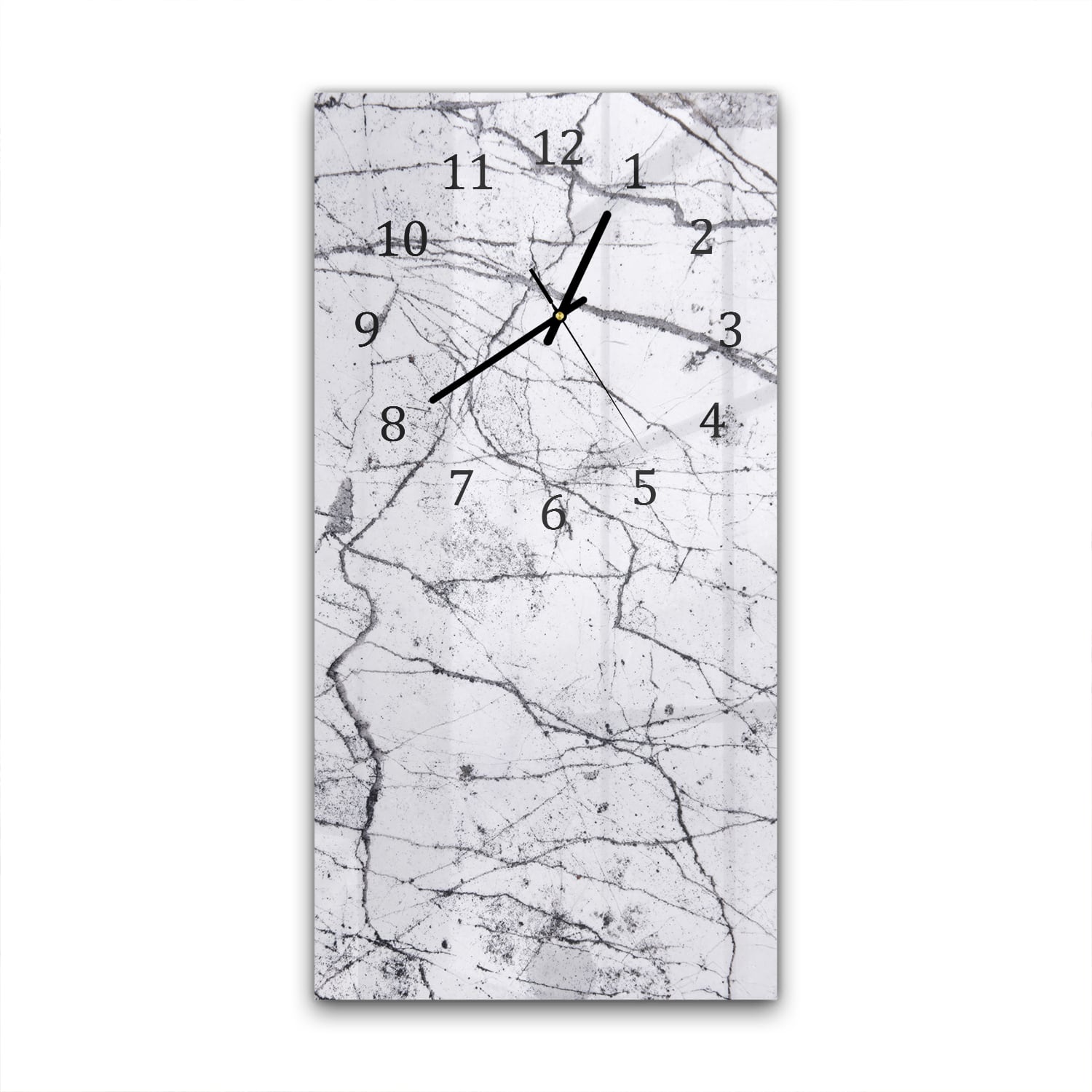 Wanduhr 30x60 - Weiß-schwarzer Marmor