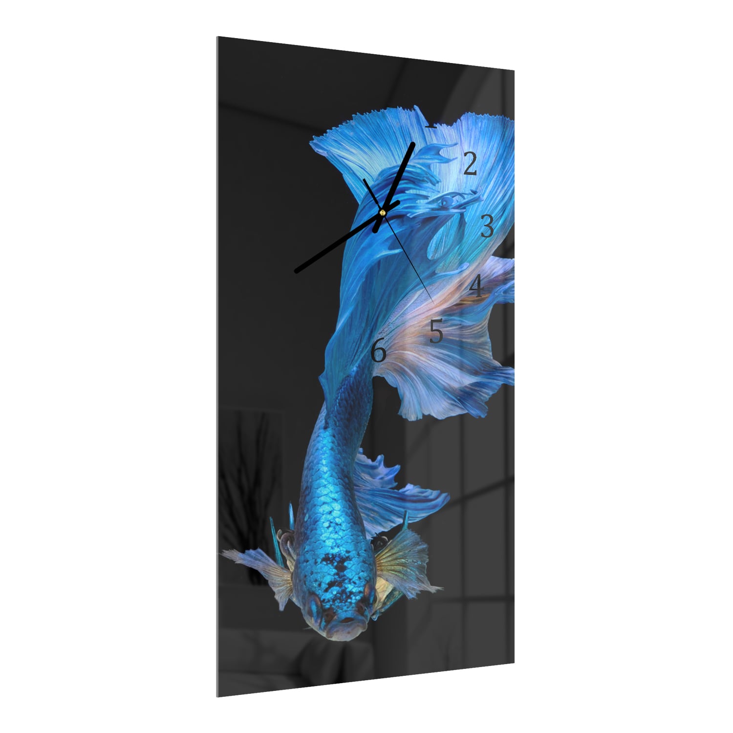 Wanduhr 30x60 - Blauer Fisch