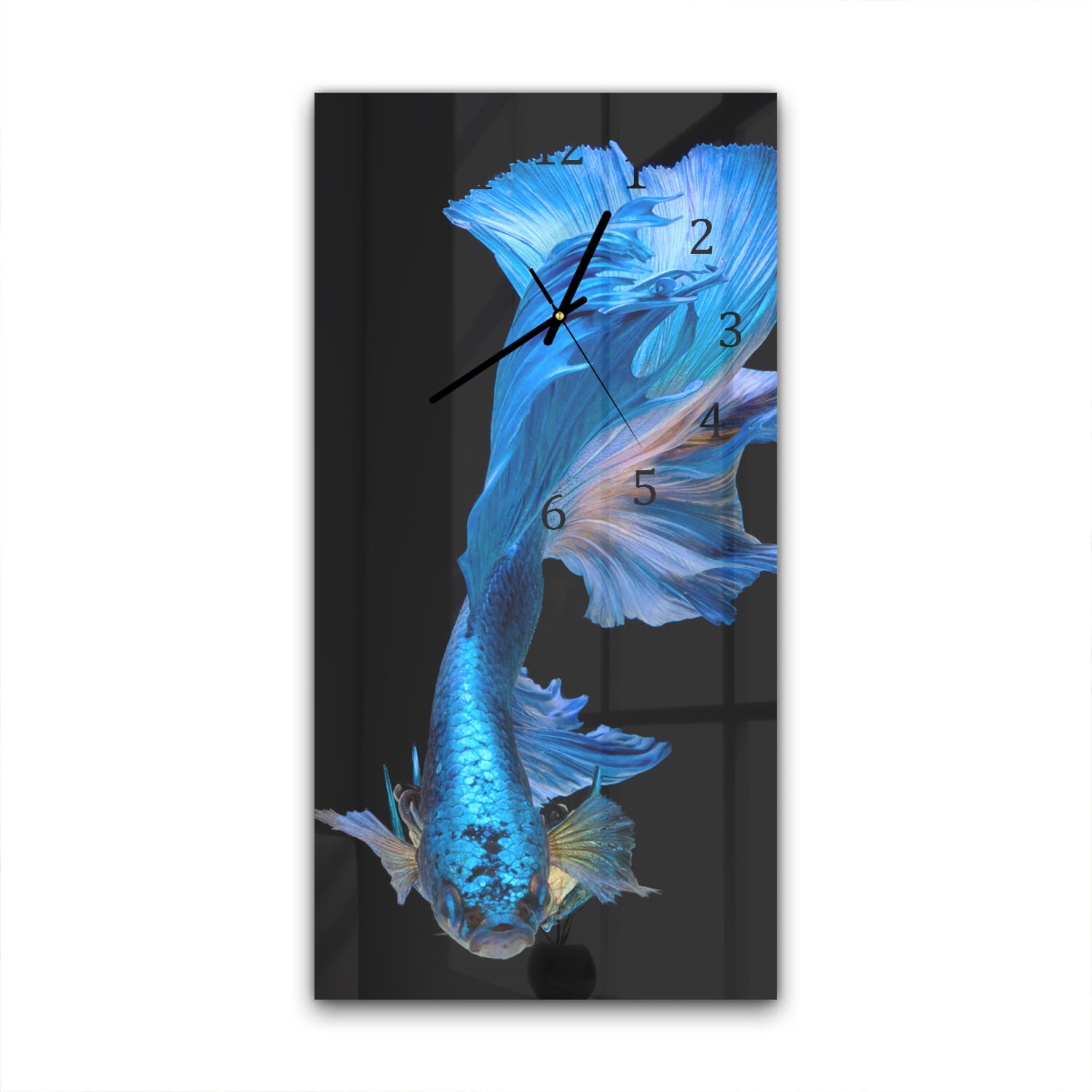 Wanduhr 30x60 - Blauer Fisch