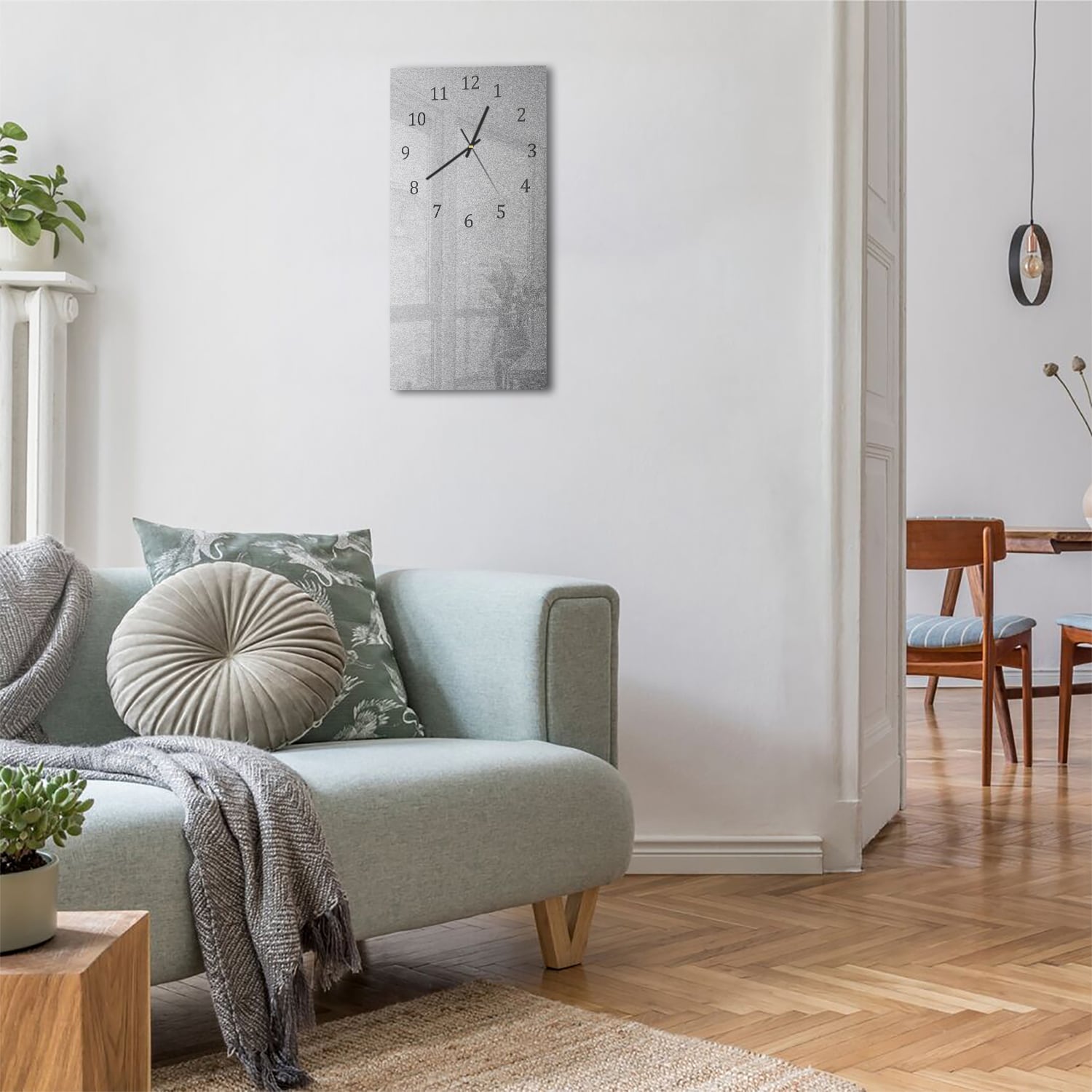 Wanduhr 30x60 - Mattes Silber