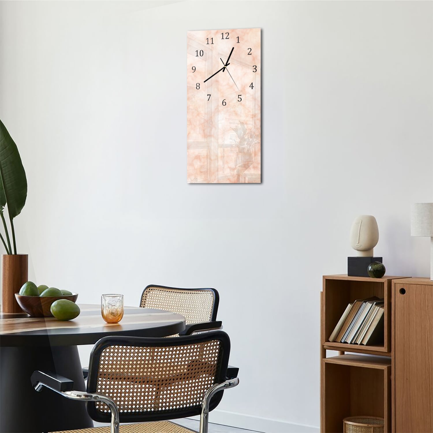 Wanduhr 30x60 - Pfirsichfarbener Marmor